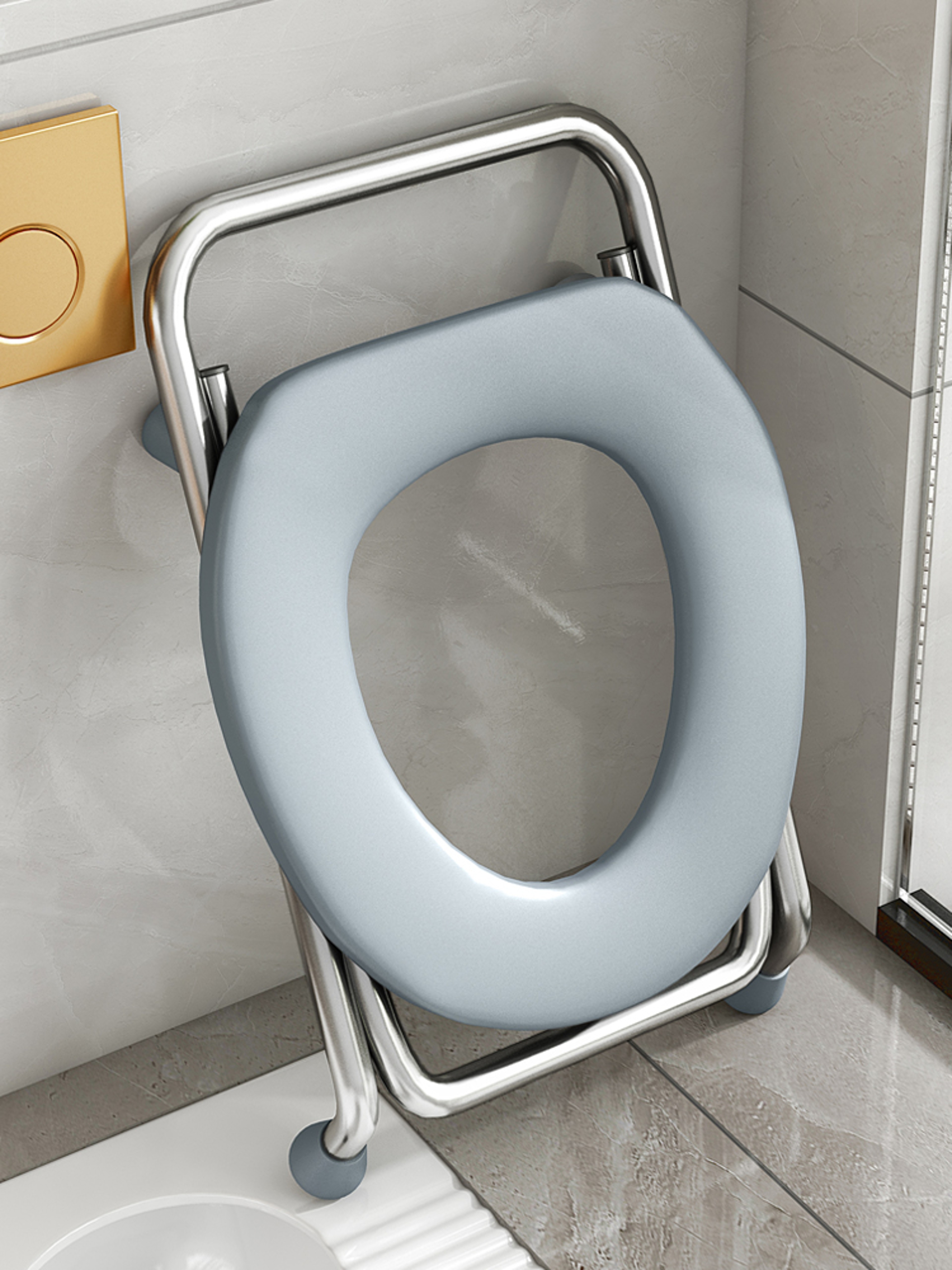 Stainless Steel Toilet Chair Folding Mobile Toilet For Elderly Pregnant Women Squat Stool With Stor 0