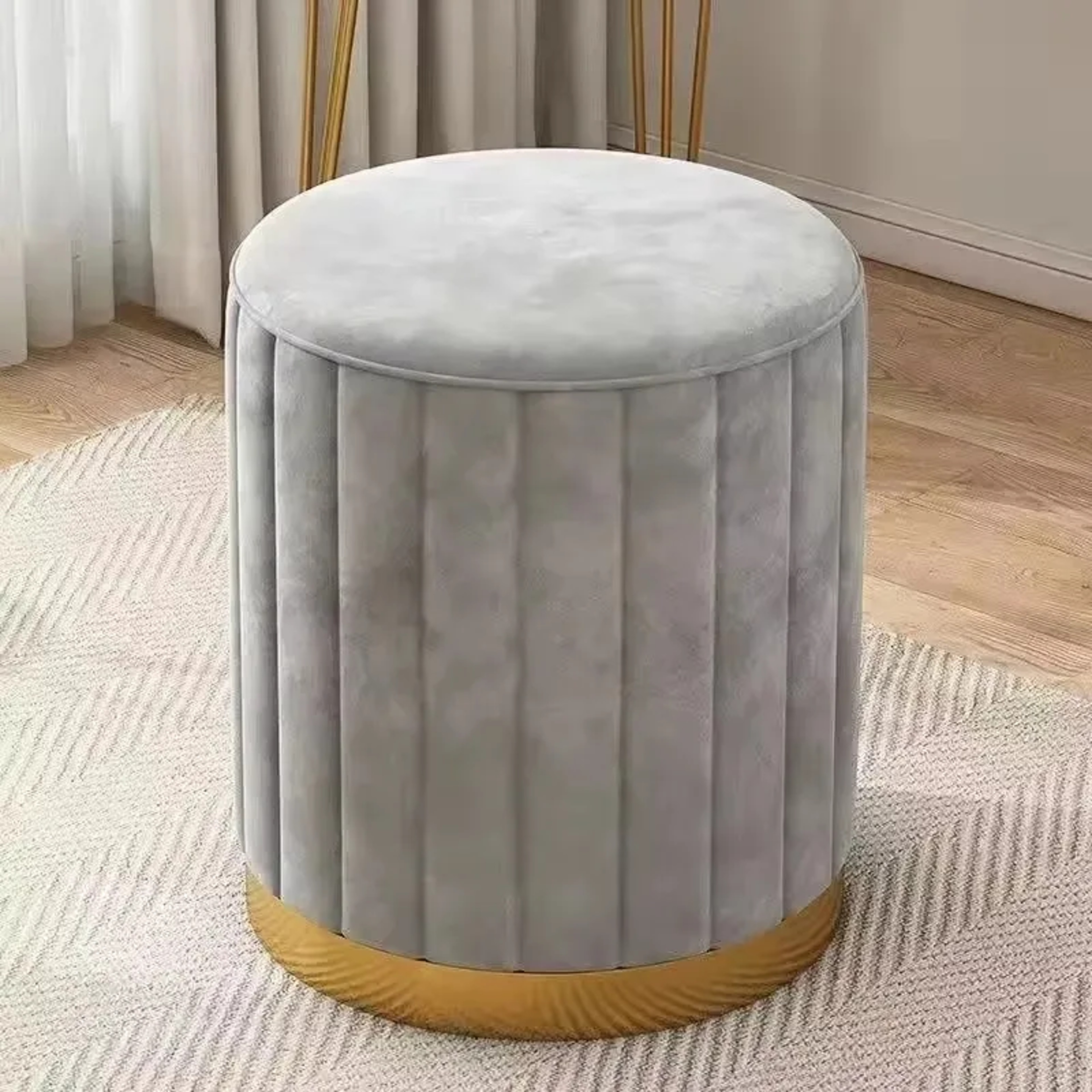 Light Luxury Makeup Stools Round Vanity Chairs Sofas Bedroom Side Storage Bench 0