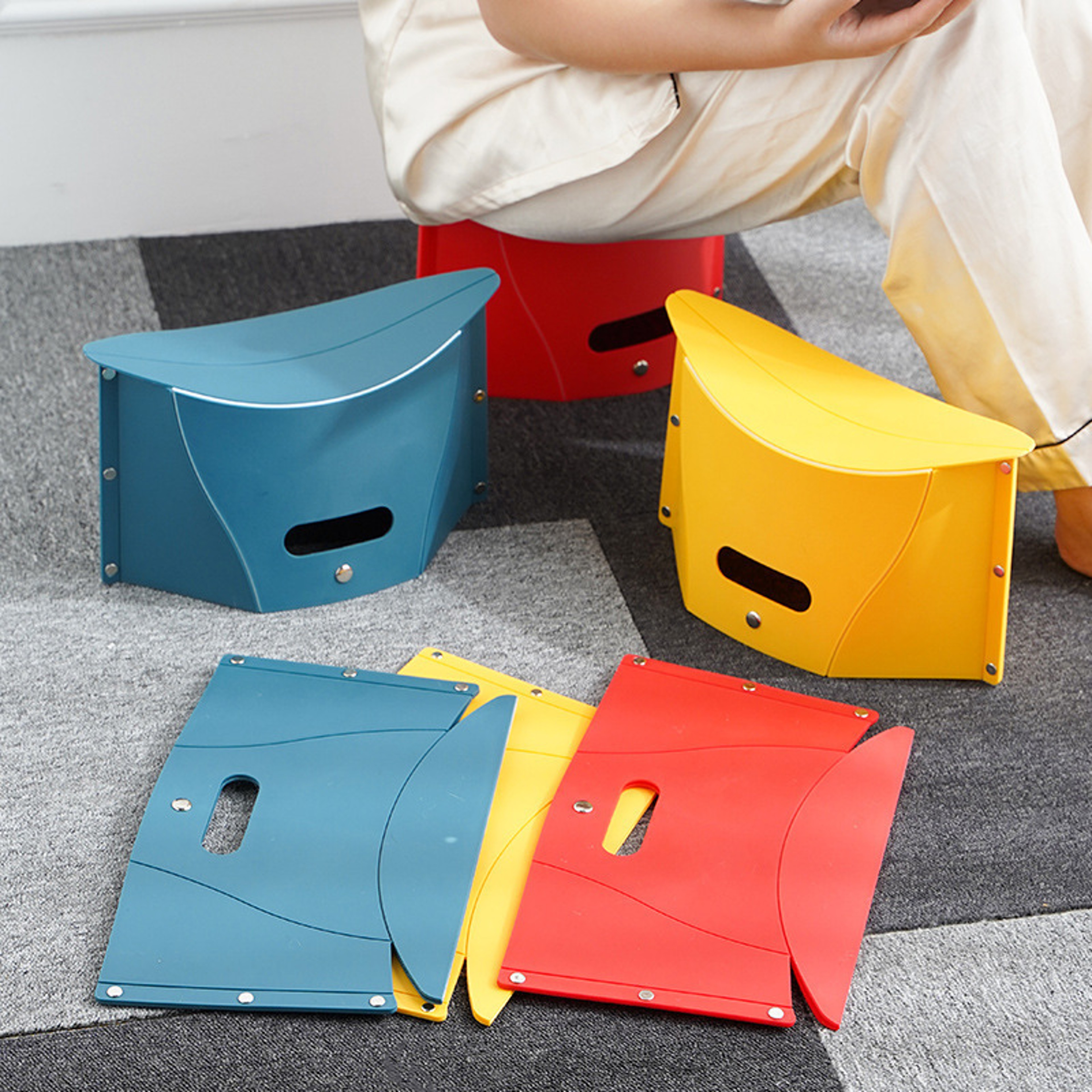 Portable Folding Stool For Outdoor Camping Fishing MultiFunctional Chair With Handheld Basket Stora 0