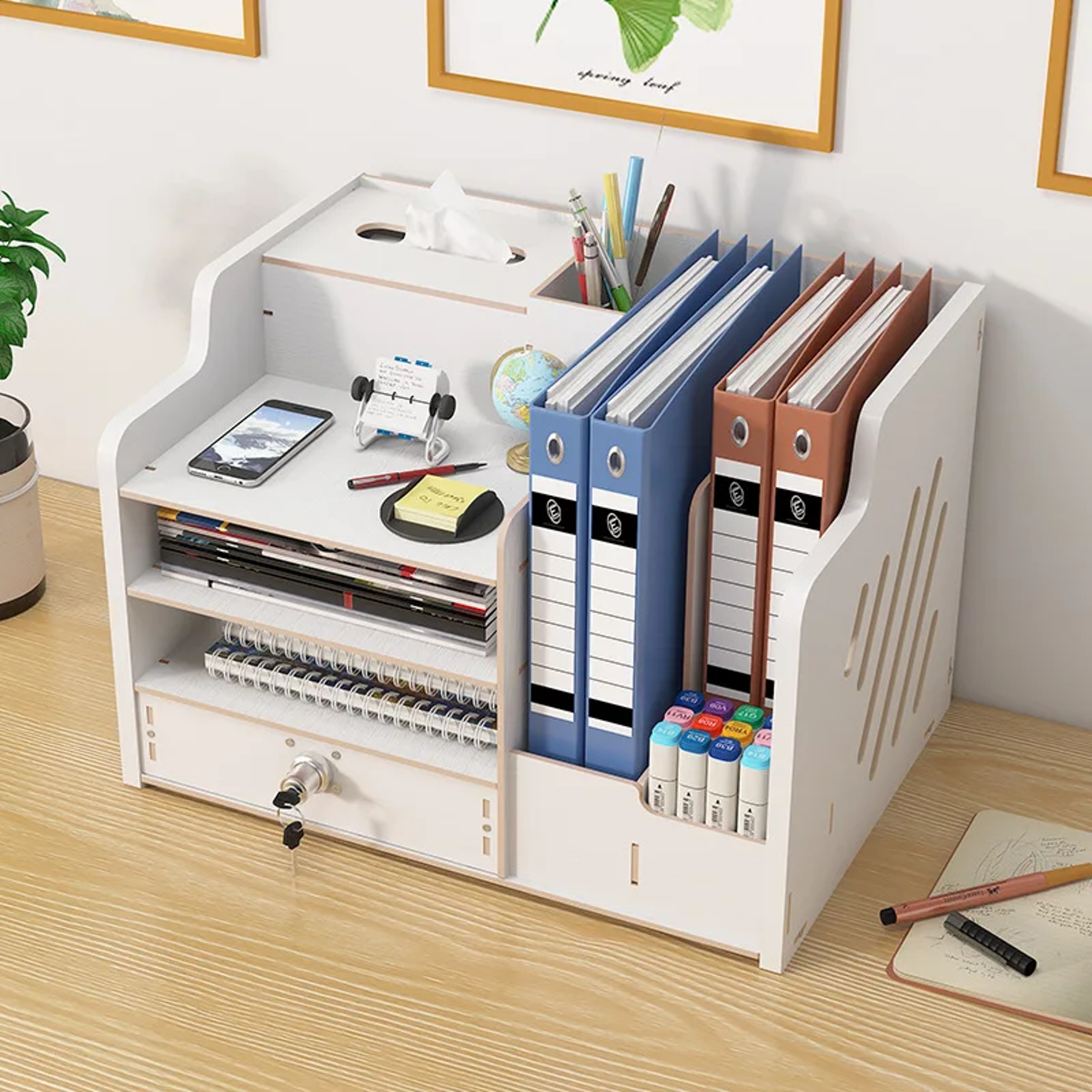 Office Multilayer Desktop Storage Box With Lock Household Workstation File Drawer Storage Rack For  2
