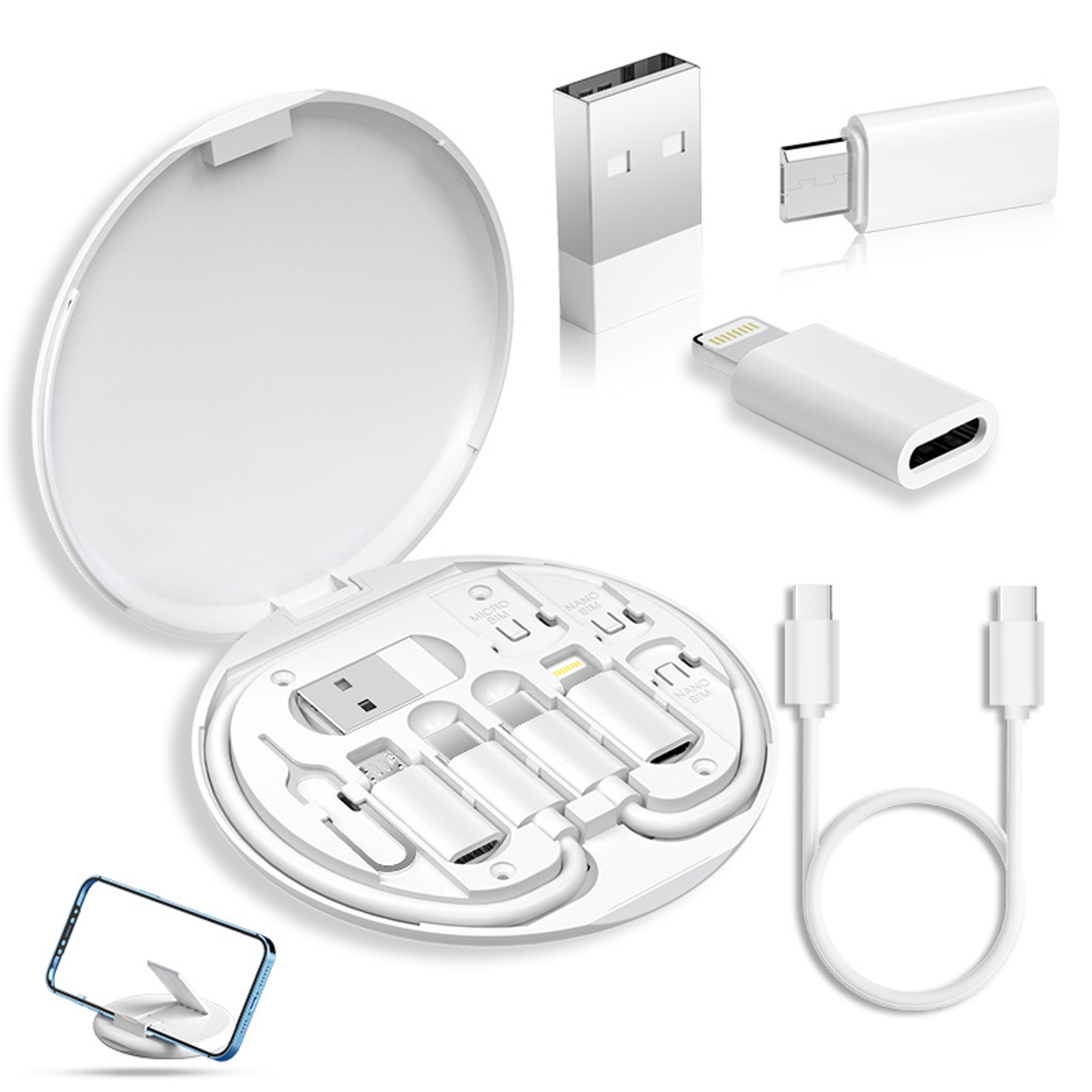 Portable Multifunctional Data Cable Storage Box Fast Charging Mobile Phone Holder Multi Head Adapto 7