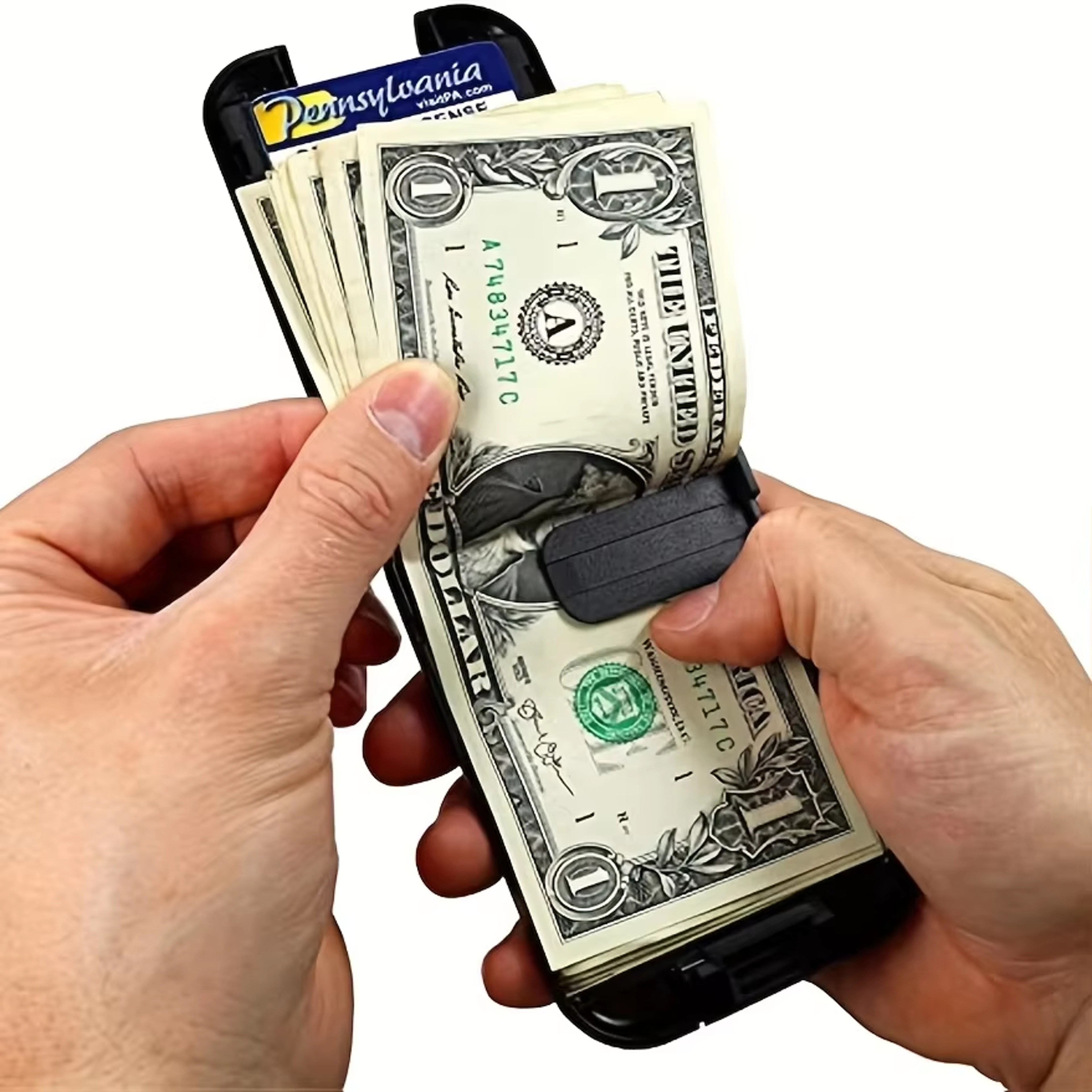 Slim Wallet for Men, Blocking Wallet with Removable Money Clip, Crush Resistant Metal Wallet, Secure Card Holder – view 2