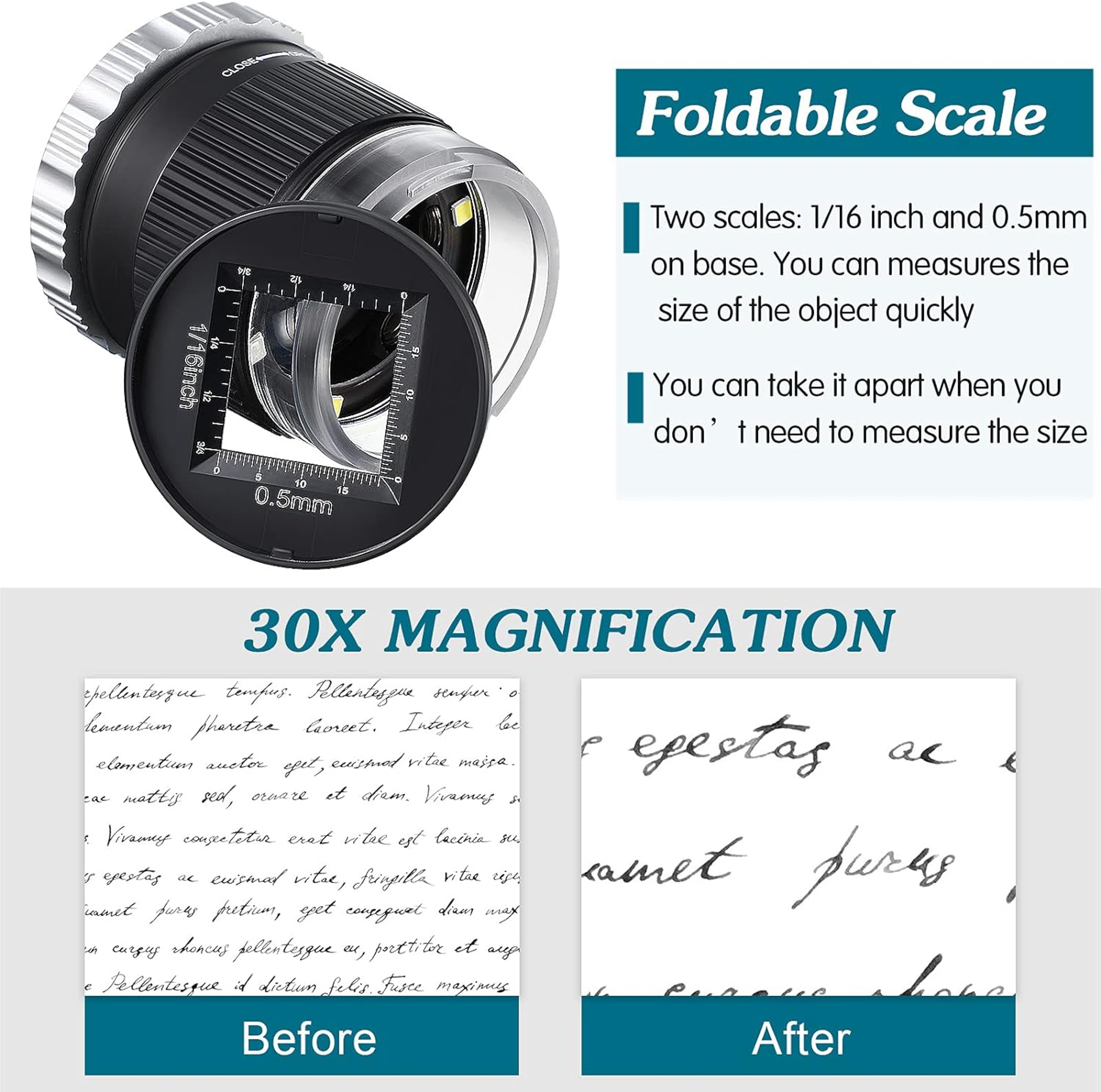 Adjustable Focal Length Magnifier, Fold able Jewellery Magnifier Glass for Circuit Boards and Coins – view 4