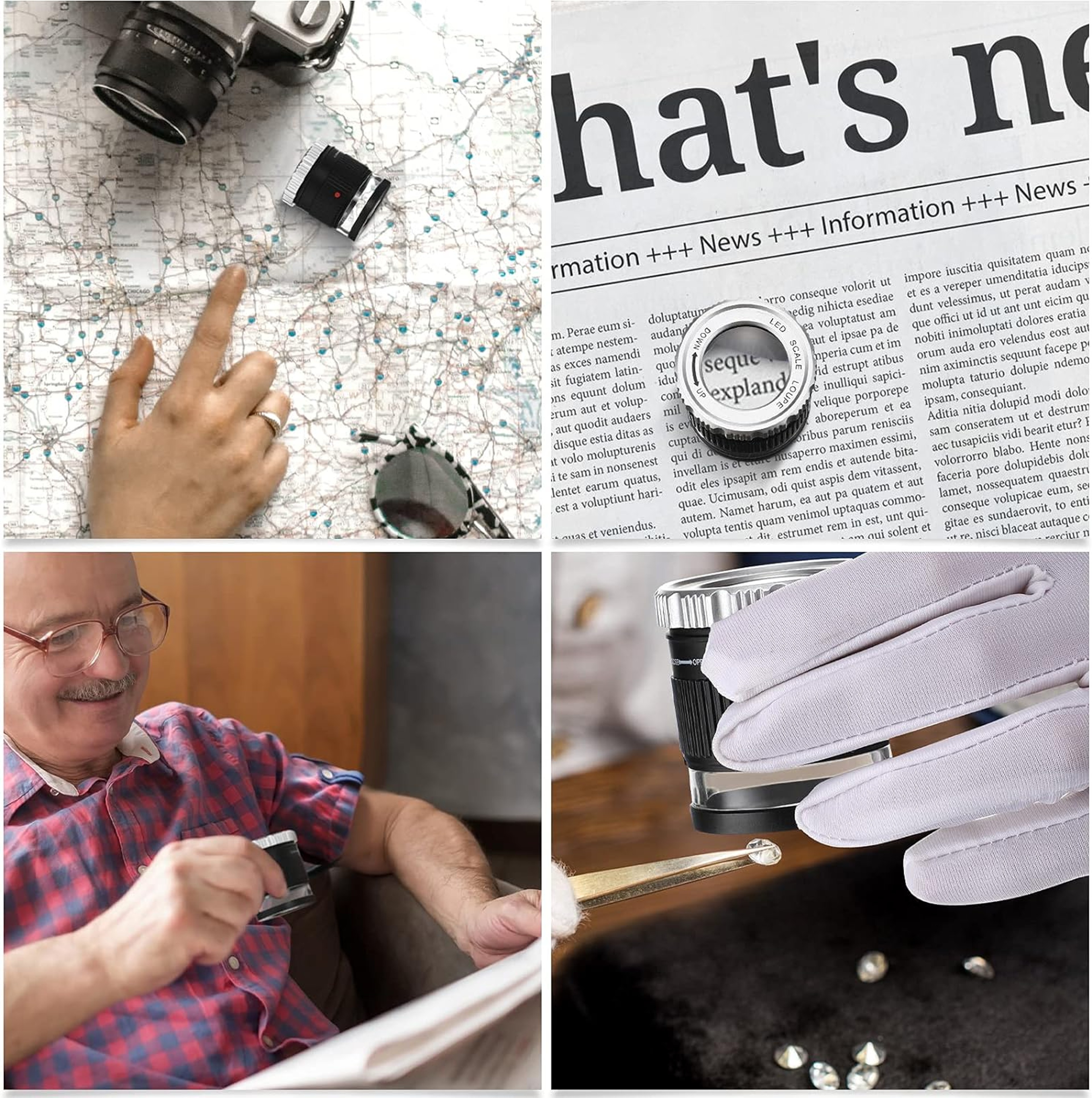 Adjustable Focal Length Magnifier, Fold able Jewellery Magnifier Glass for Circuit Boards and Coins – view 6