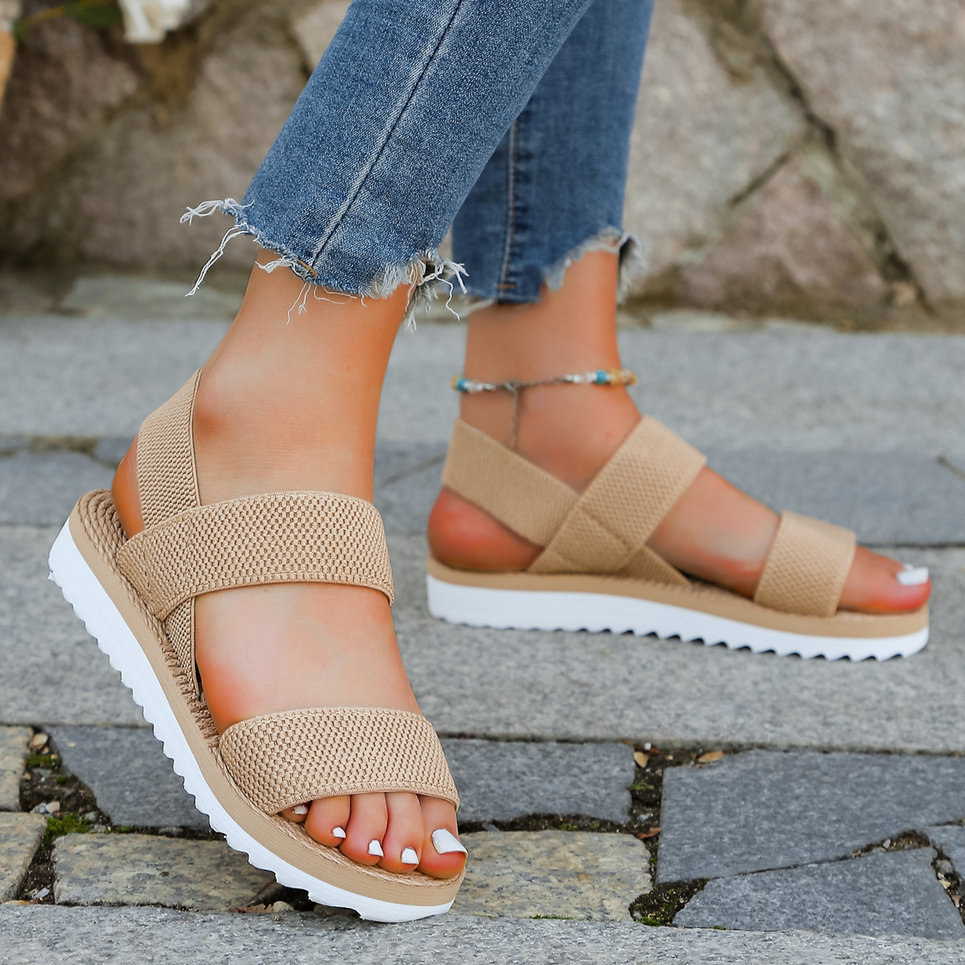 Women Fashion Trend Anti-Slip Comfortable Colour Blocking Soft Sole, Wear-Resistant Solid Elastic Band – view 6