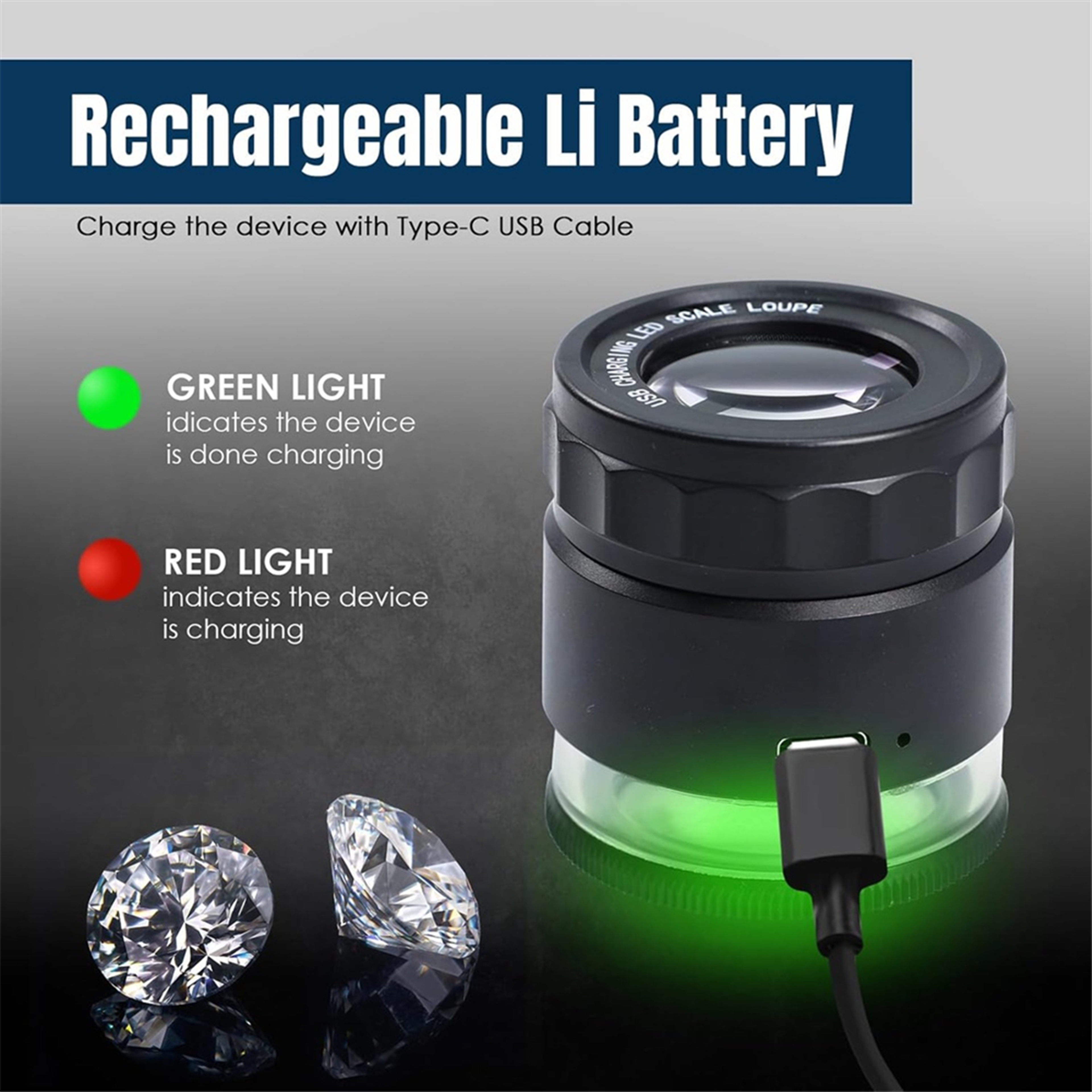 Magnifier, Rechargeable Jewellers Magnifying Glass with LED Light, Adjustable Focal Length Magnifier – view 2