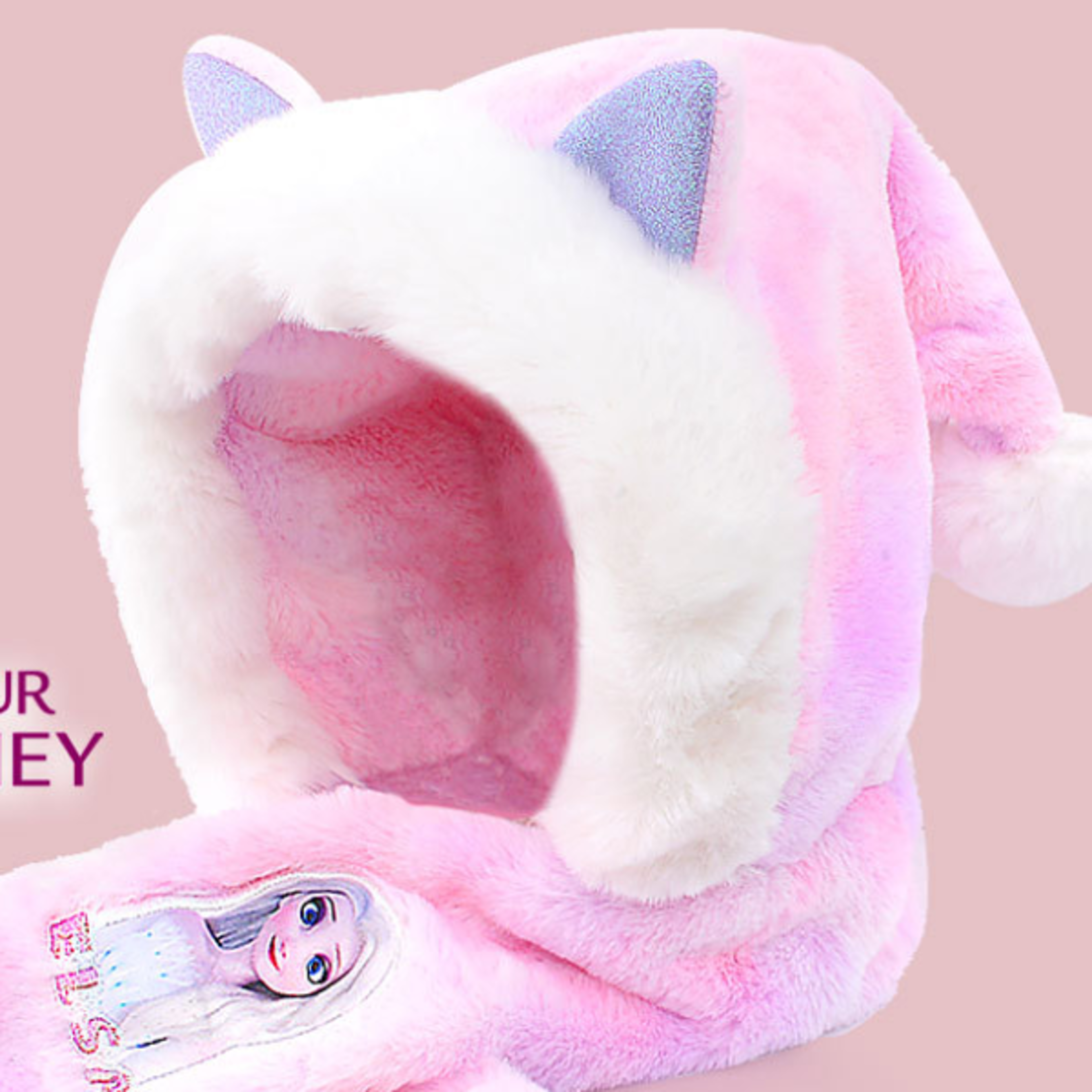 Disney Frozen Hat for Girls Elsa and Anna Peaked Cap Cute Scarf Velvet Ear Protection Windproof