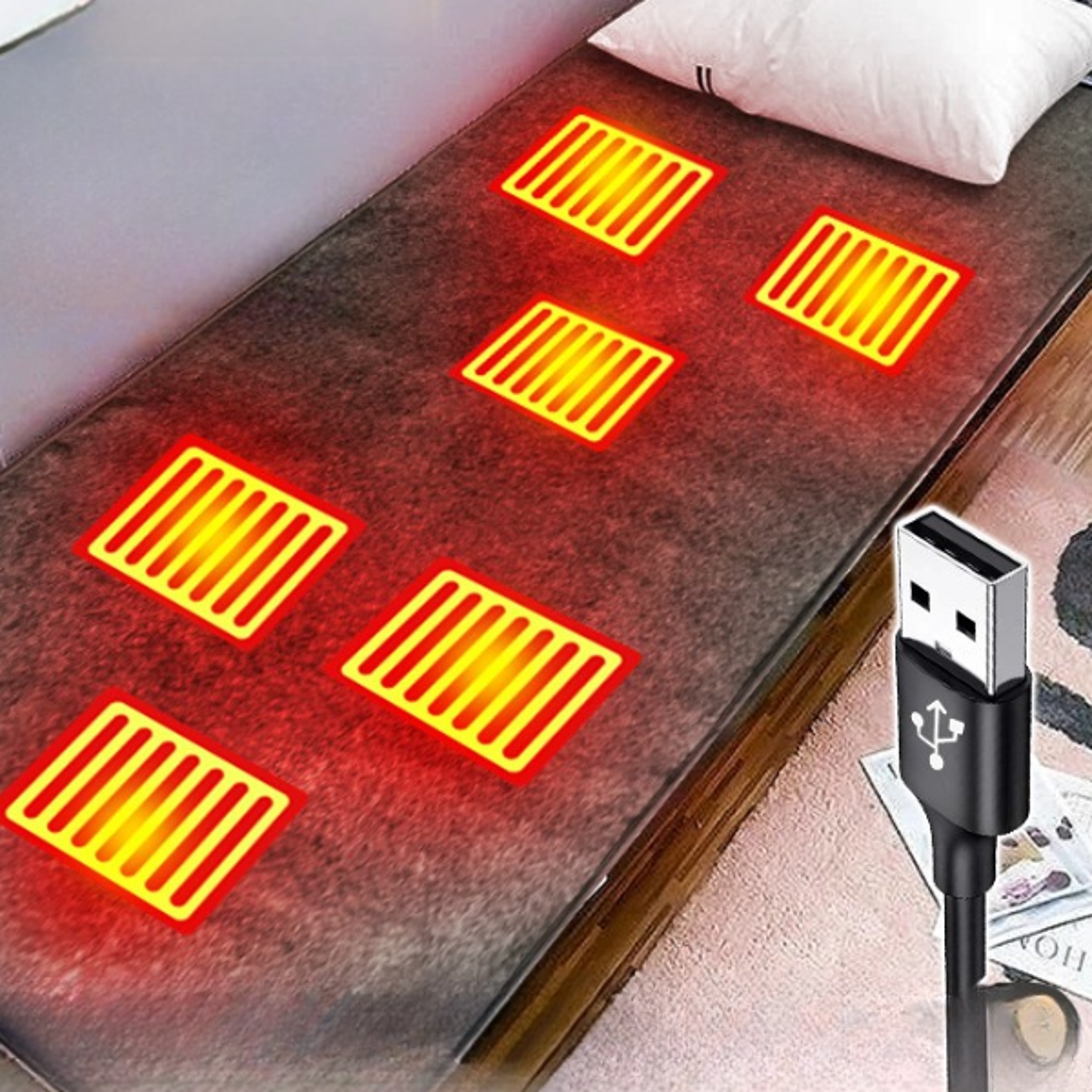 Heated Mat Plush Electric Blanket Single Mattress Portable USB TypeC Interface Washable for Off