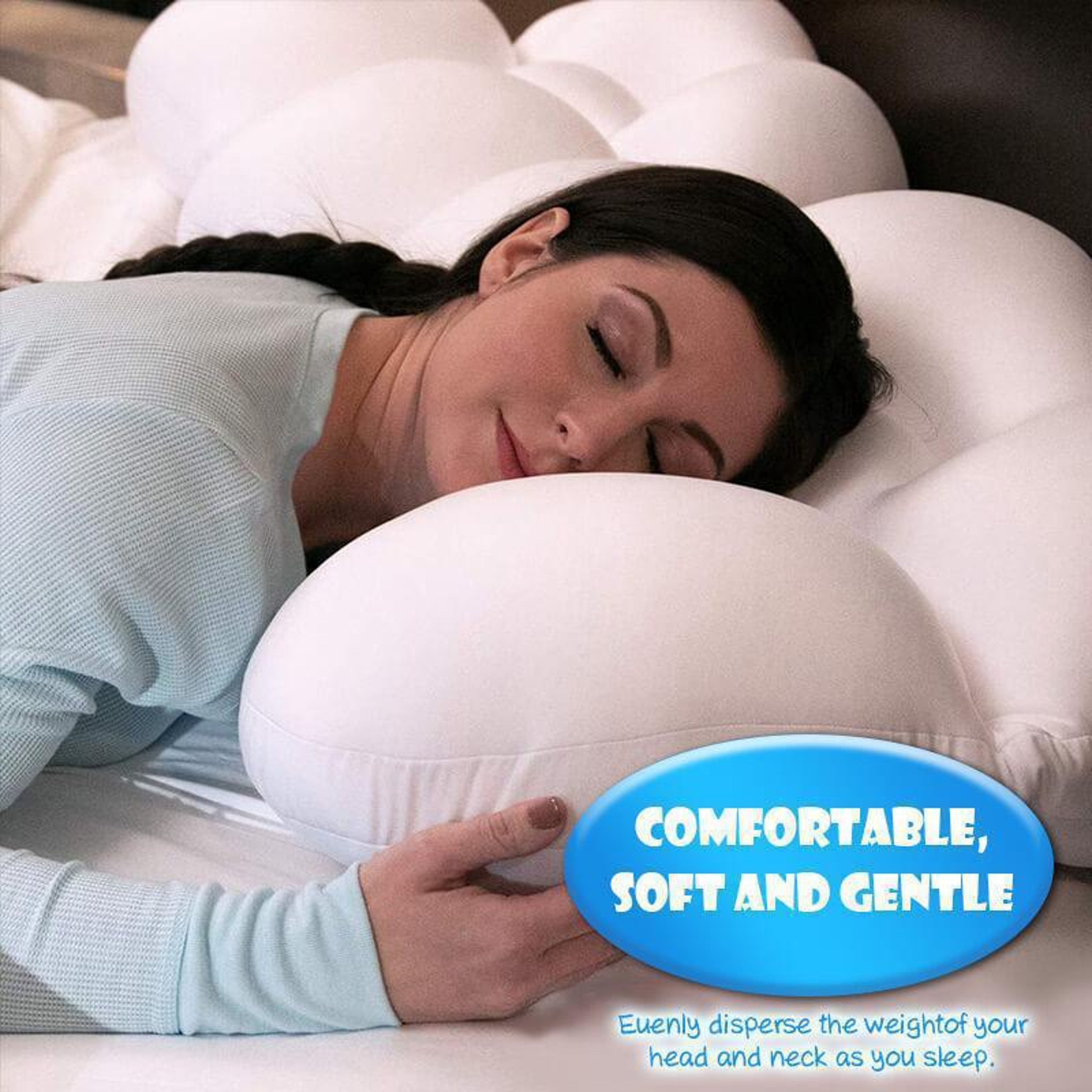 Allround Egg Shaped Cloud Pillow Soft Bed Pillow For Nursing 3D Ergonomic Sleeping Memory Foam Ergo 1