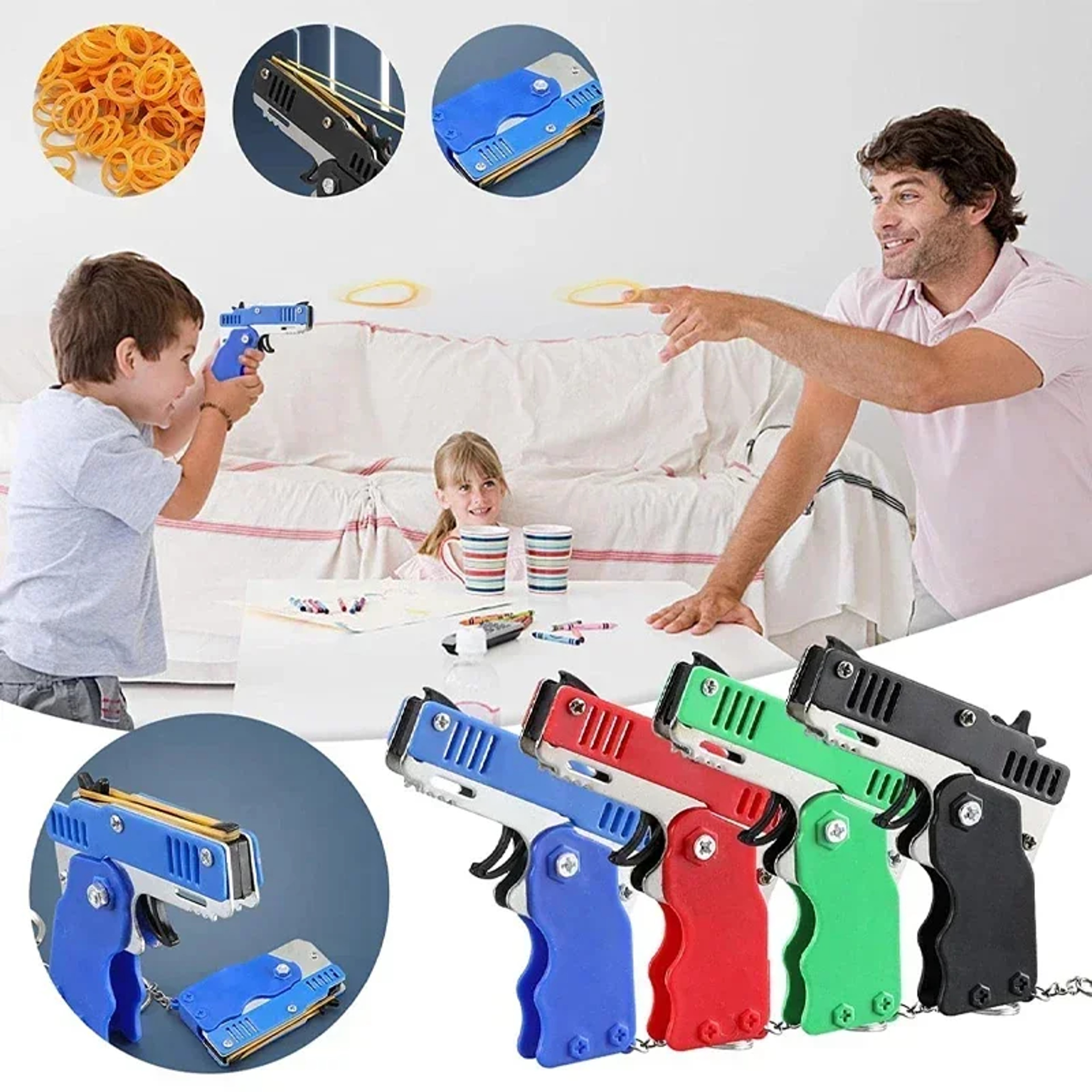 Key Chain Gun Rubber Band Shooter Outdoor Party Toy Gun Children Holiday Gift Boyfriend Gift 4