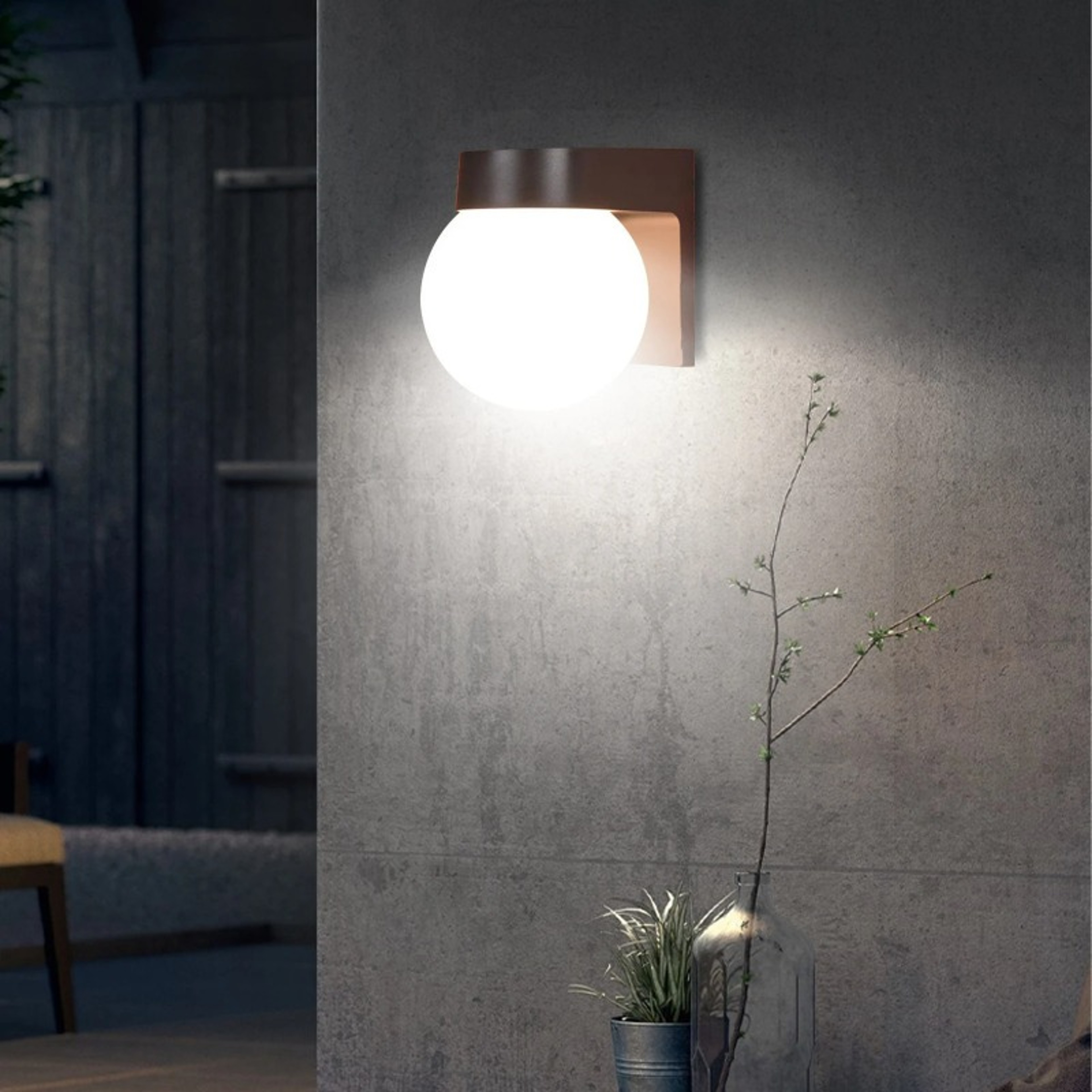 Simple Design Loft LED Outdoor Porch Light Home Base Type Ball Black Style Lampshade Decorative Out 1