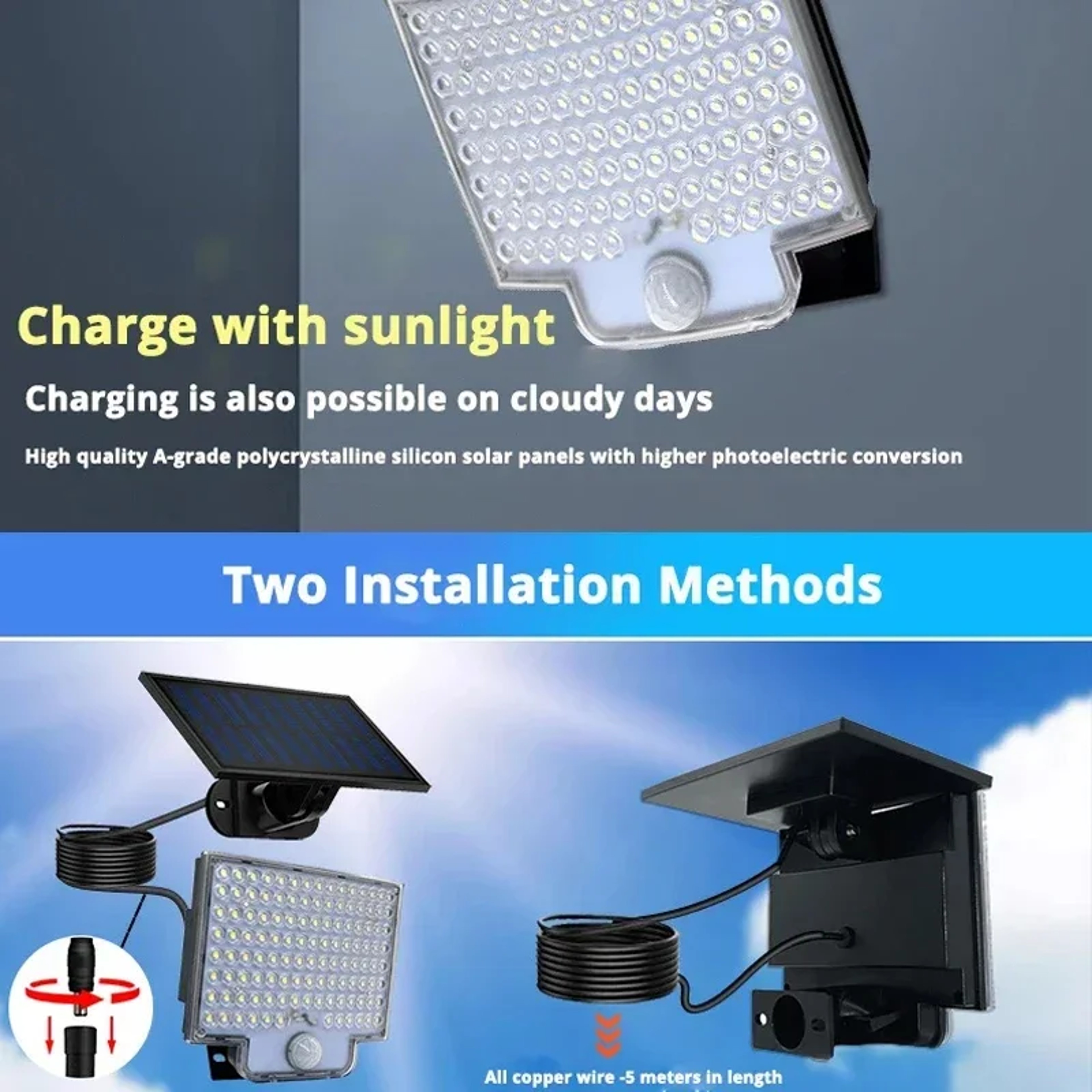 Split Solar Lamp Lighting Modes Outdoor Wall Light PIR Motion Sensor Waterproof Garden Lamp For Gar 3