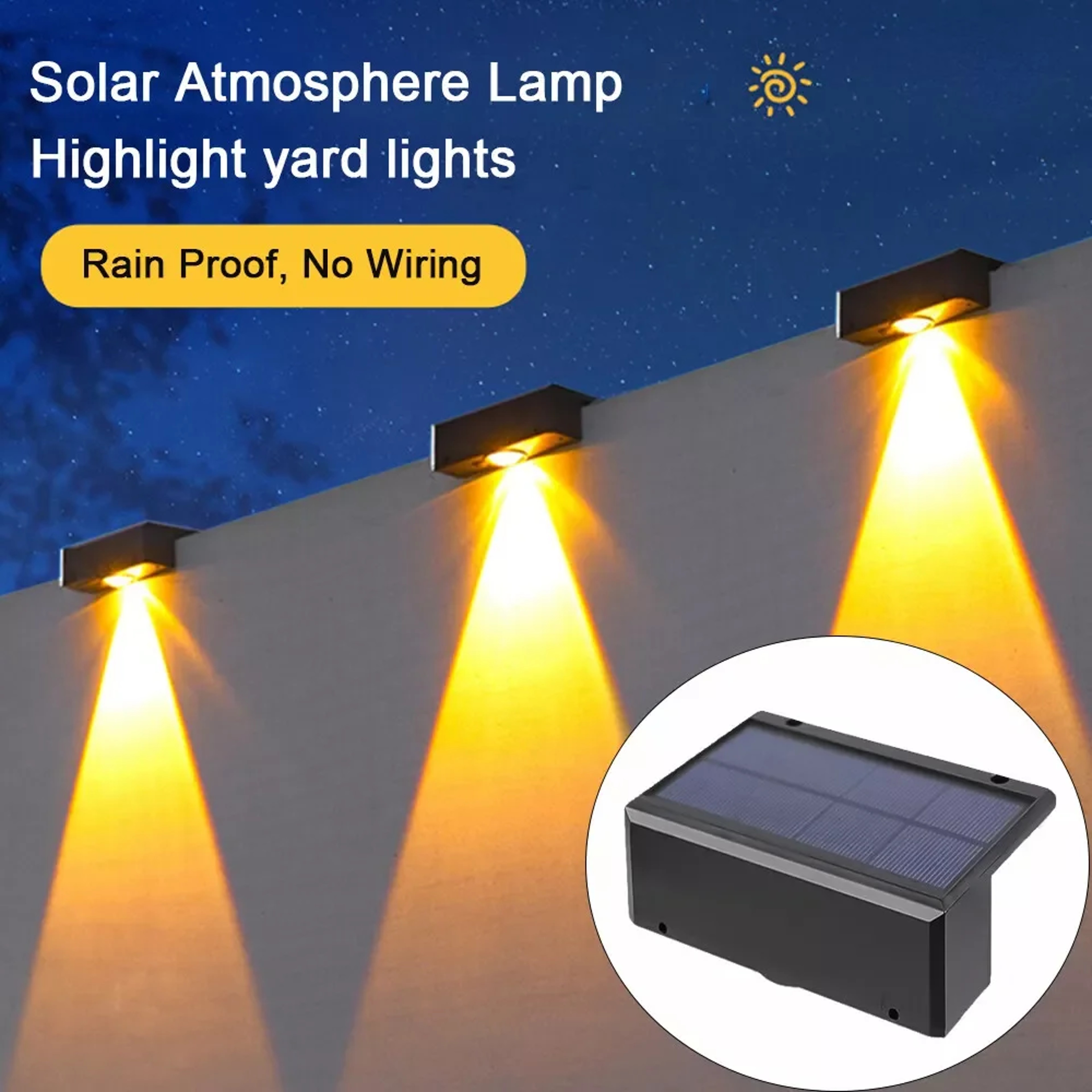 Solar Wall Light LED Outdoor Garden Lights Water Proof Lamp For Courtyard Fence Railing Yard Decora 1