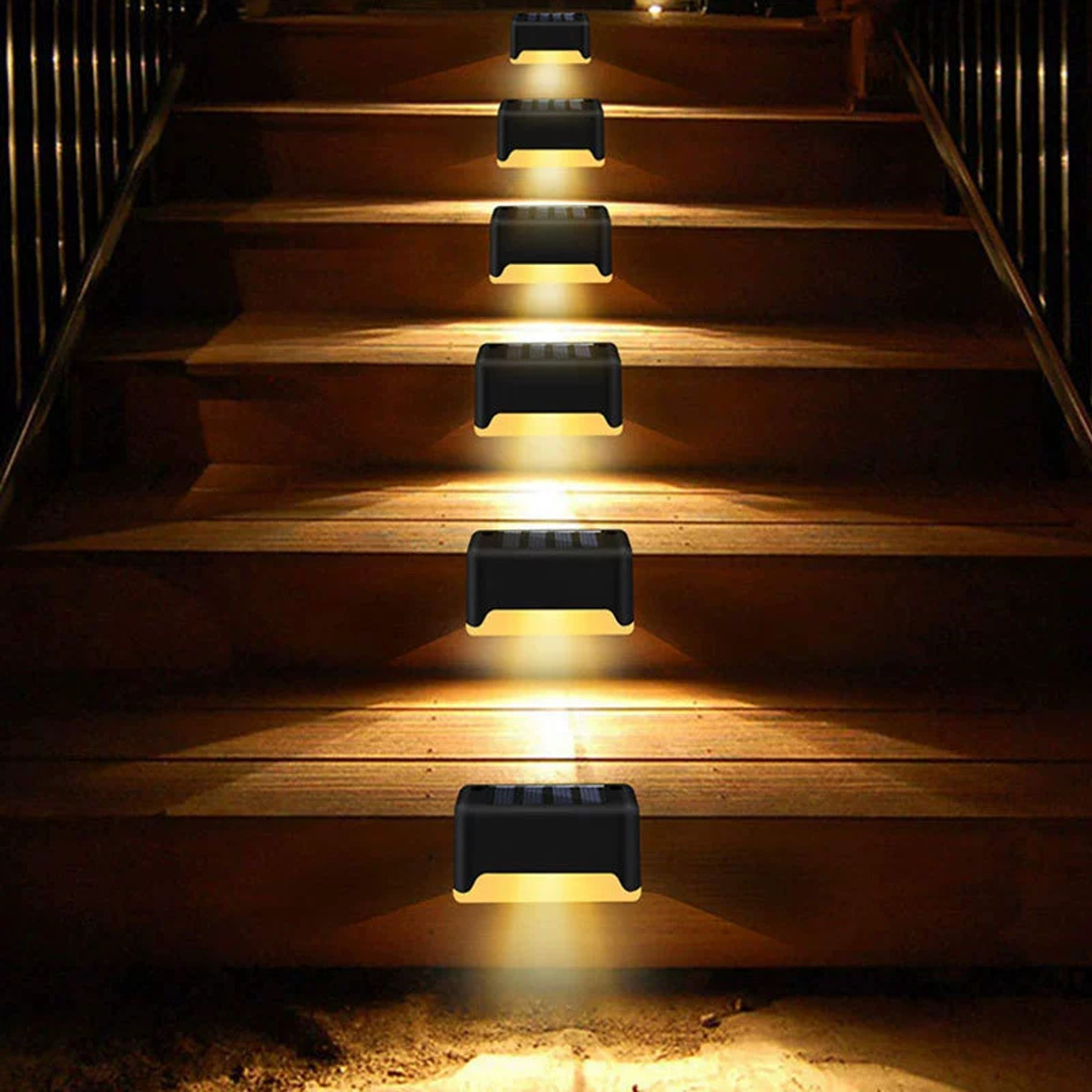 Solar Deck Light, Waterproof Outdoor Solar Power Garden Lamps, Railing, Stairs, Step, Fence, Yard, Patio Pathway – view 3