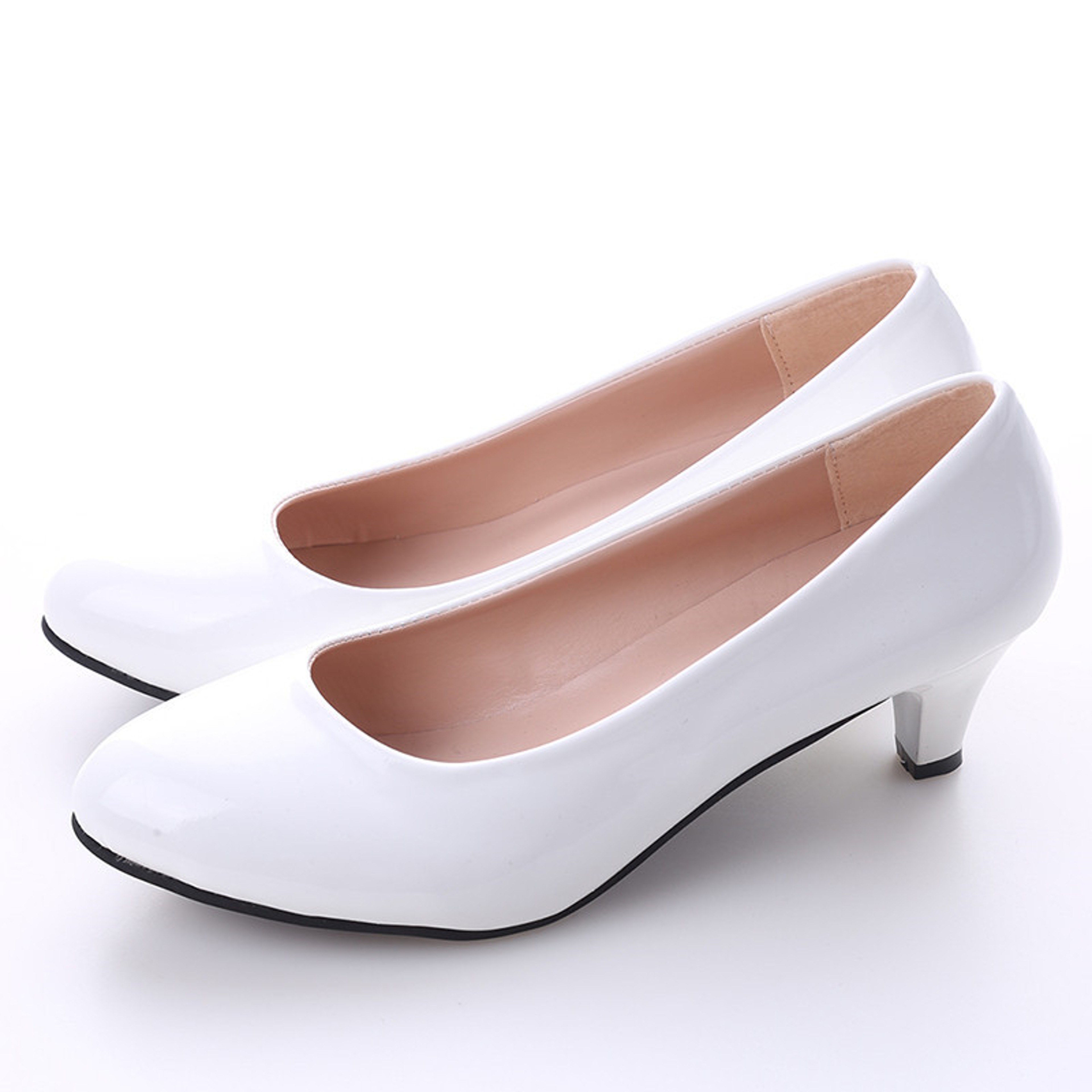 Shoes Ladies Pumps Medium Heel Nude Sexy High Heels, Wedding Shoes Women, Office Work White Pumps Party Shoes – view 8