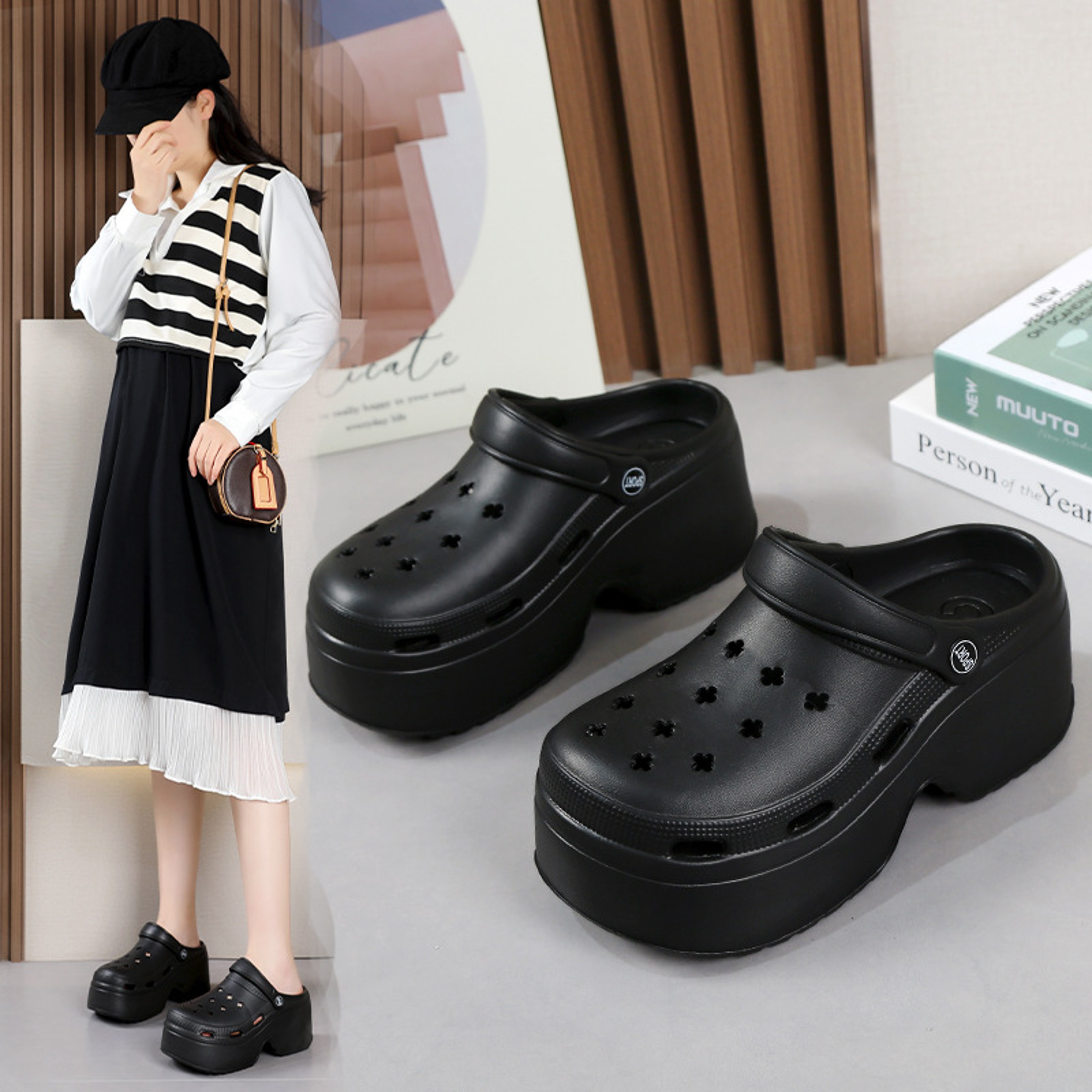 Thick Women Sandals Summer Slippers, High Heel Soft Sole, Waterproof Beach Garden Shoes, Outdoor Hole Shoes for Women – view 2