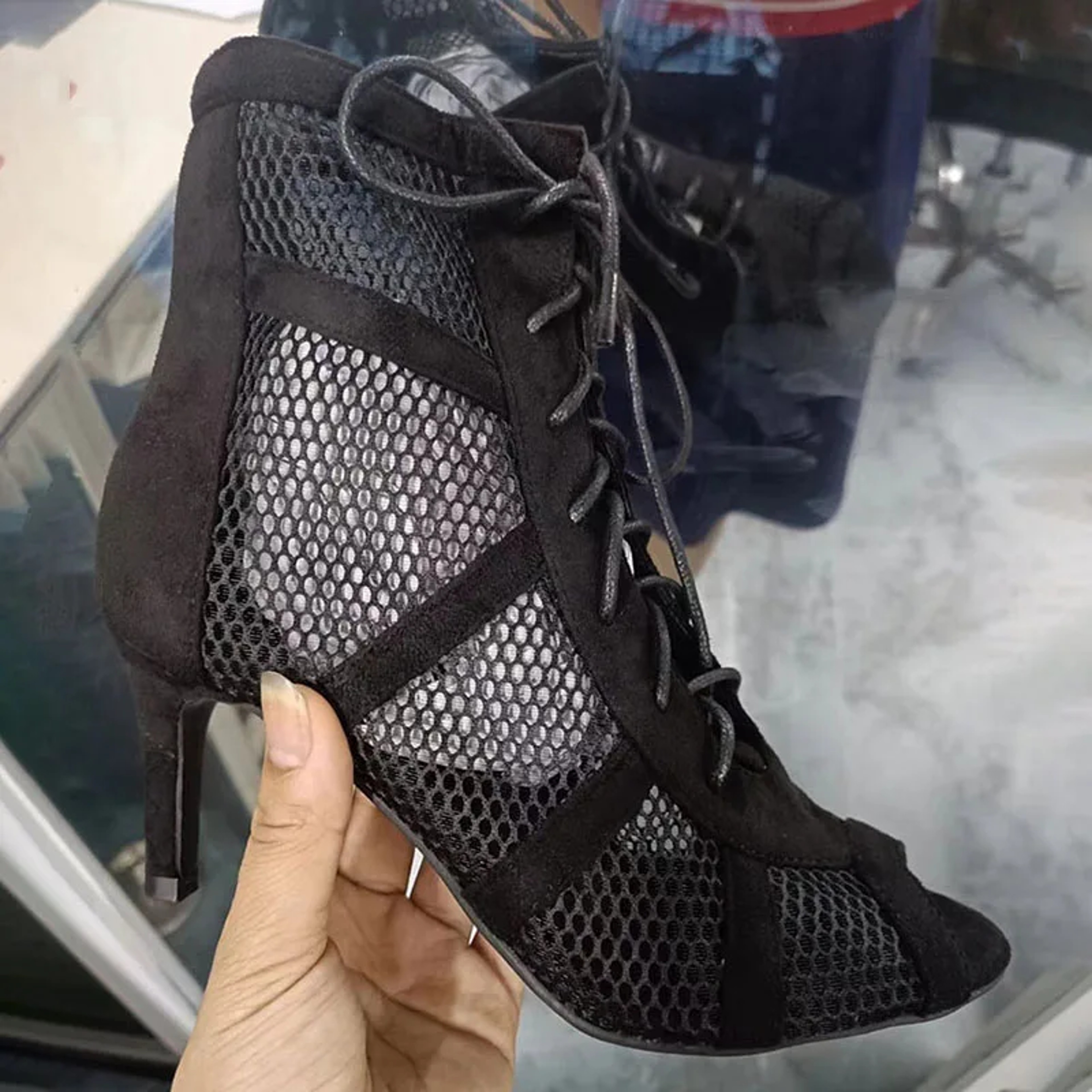 Black Sexy Lace Up Crosstied Women Shoes Comfort High Quality Thin Heels Open Toe Dancing Sandals A 3