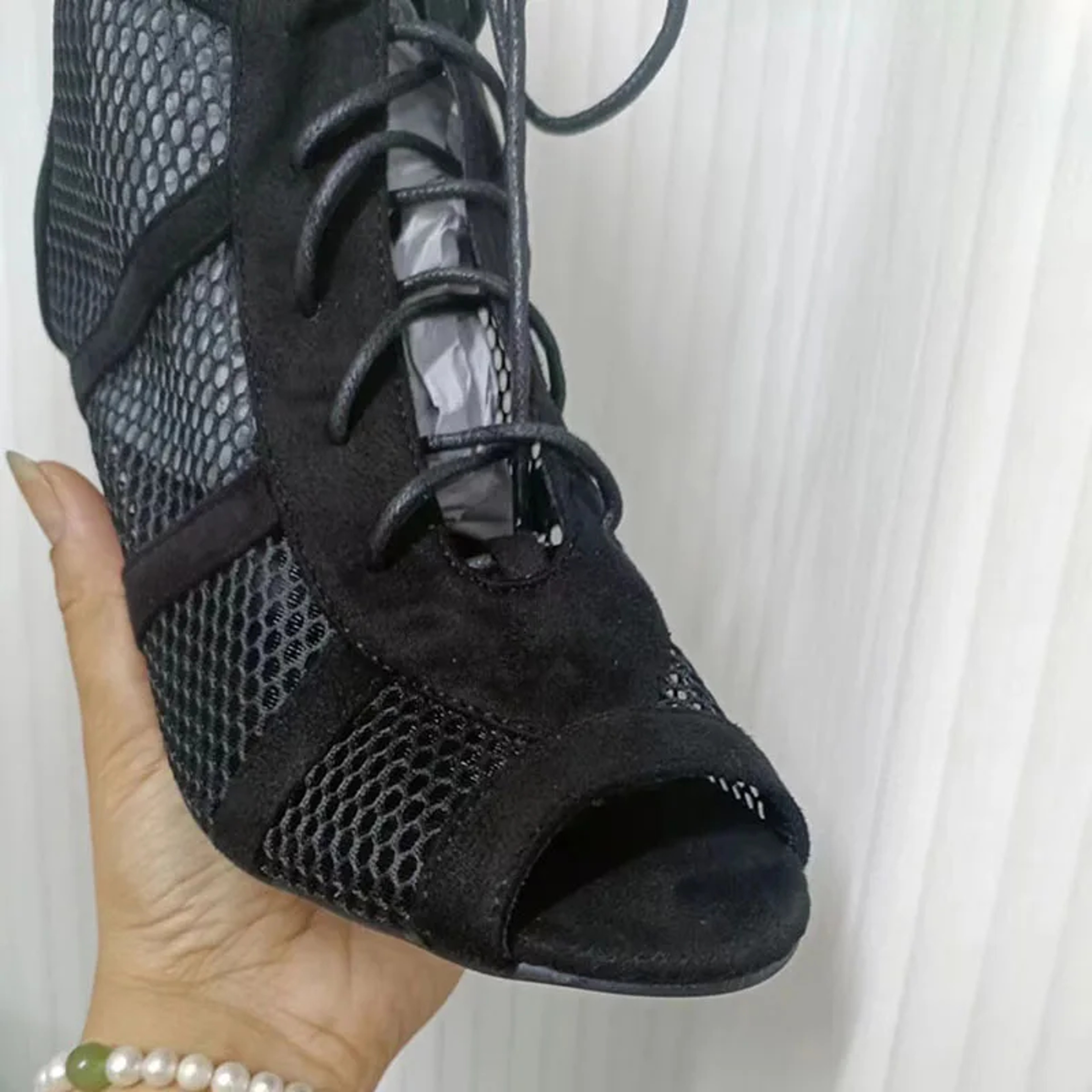 Black Sexy Lace Up Crosstied Women Shoes Comfort High Quality Thin Heels Open Toe Dancing Sandals A 4