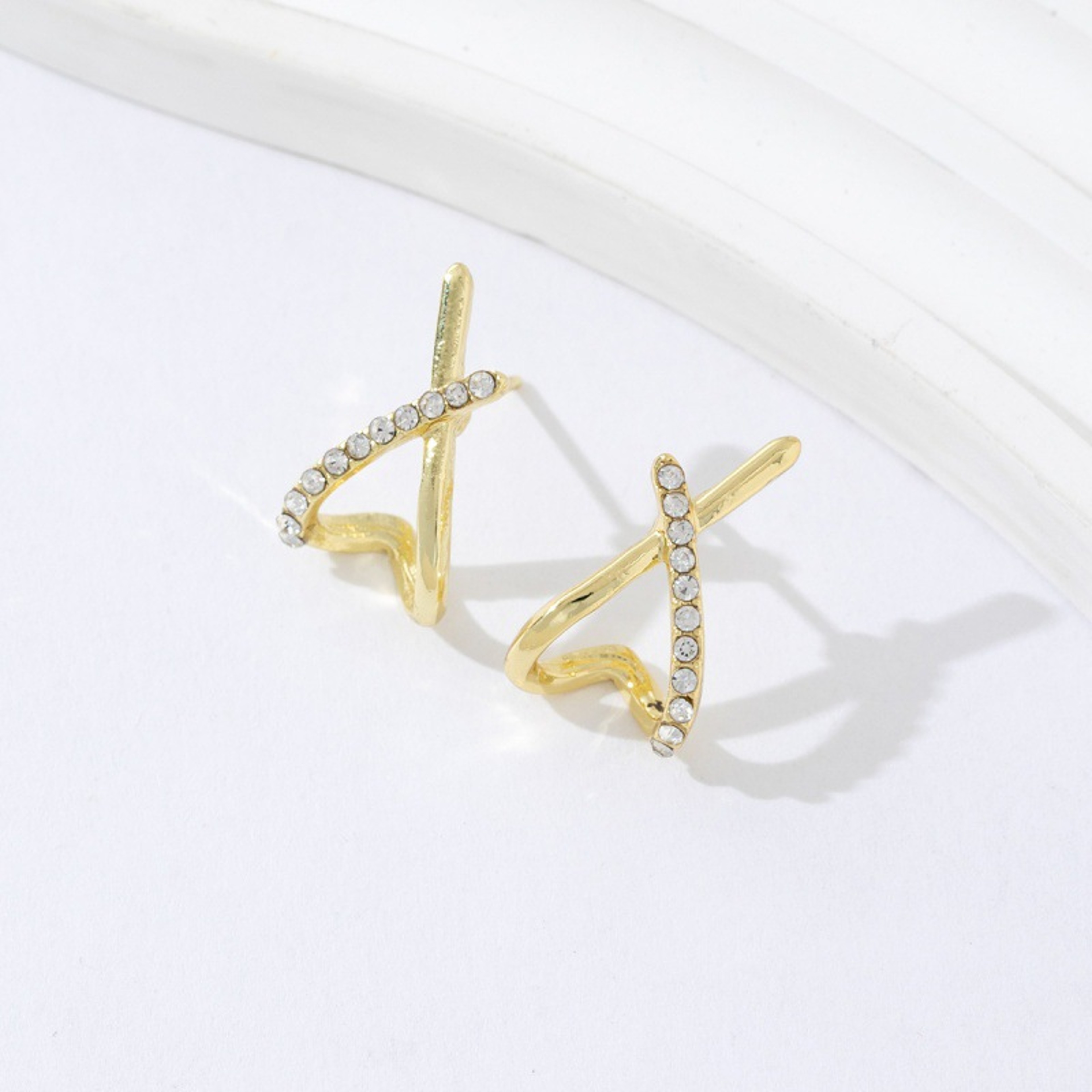 Trendy Gold Color Cross Stud Earrings For Women Simple Minimalist Fashion Jewellery Dainty Party Gi