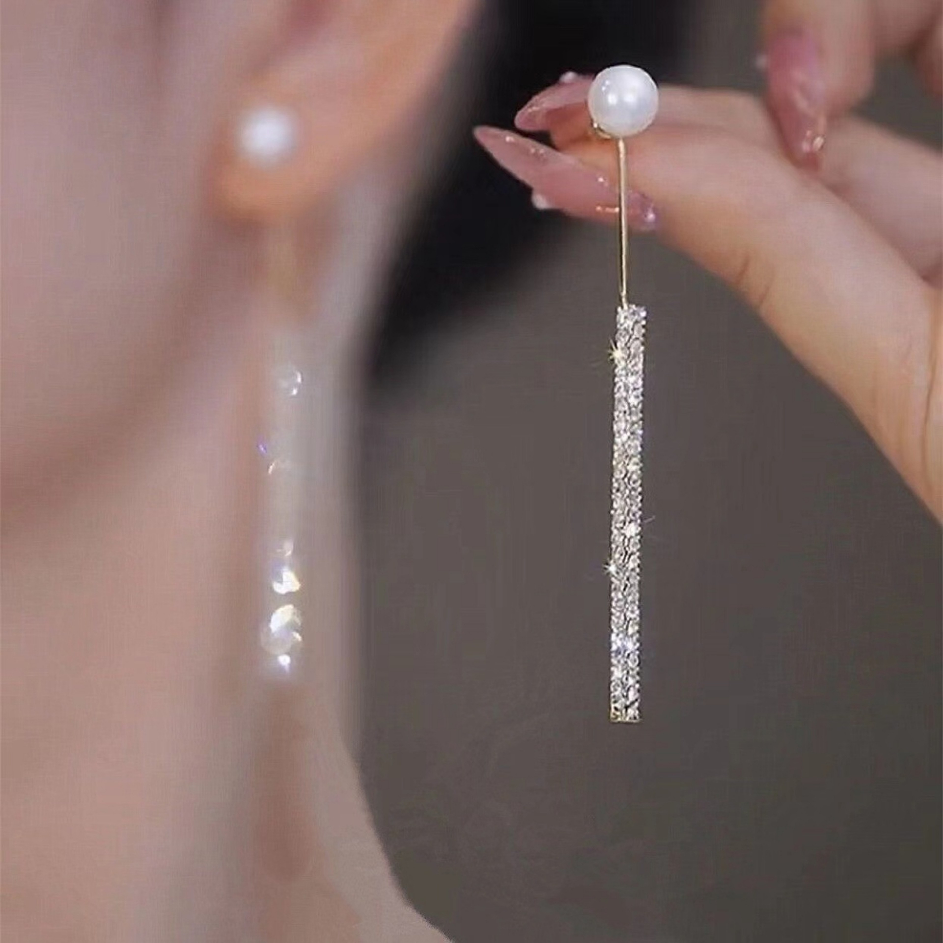 Womens Silver Needle Bow Earrings Studded With Diamond Pearl Highend Fashionable And Refreshing Des 9