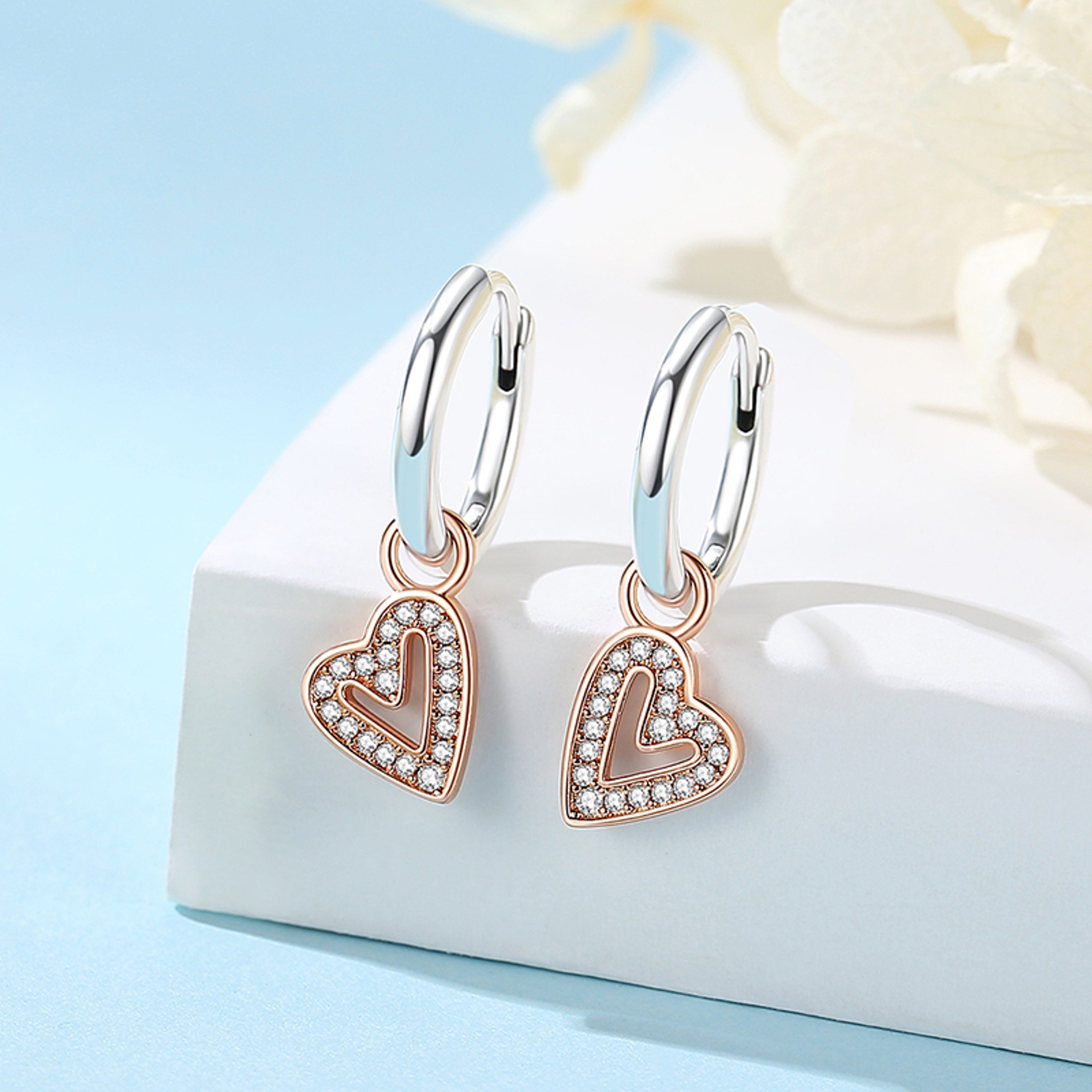Sterling Silver Earrings Stud Hoop Crystal Earrings For Women Rose Gold Crown Heart Infinity Bee Ea 1
