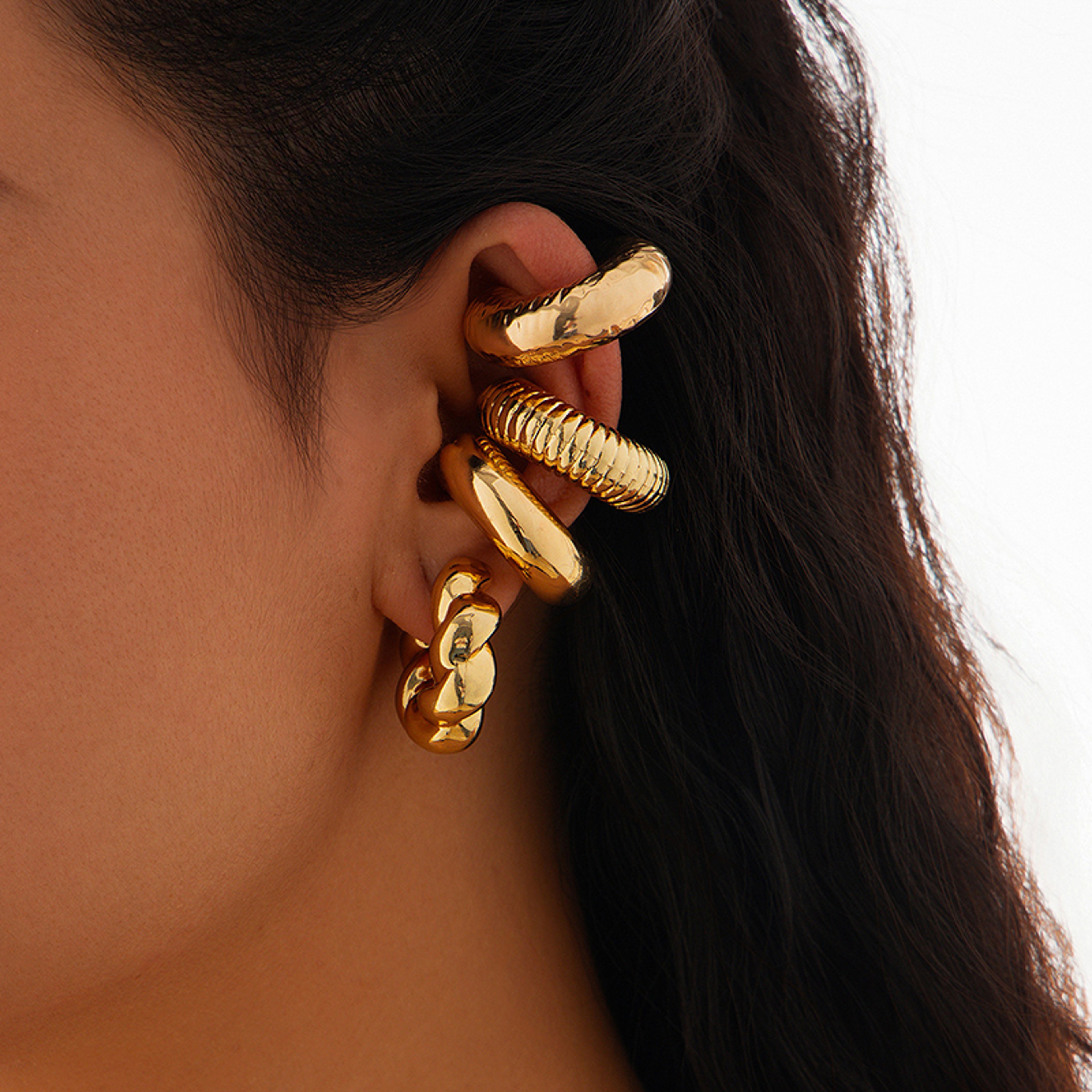 Fashion Shaped Acrylic Ear Clip For Women Simple Gold Silver No Pierced Round Earrings Punk Female  7