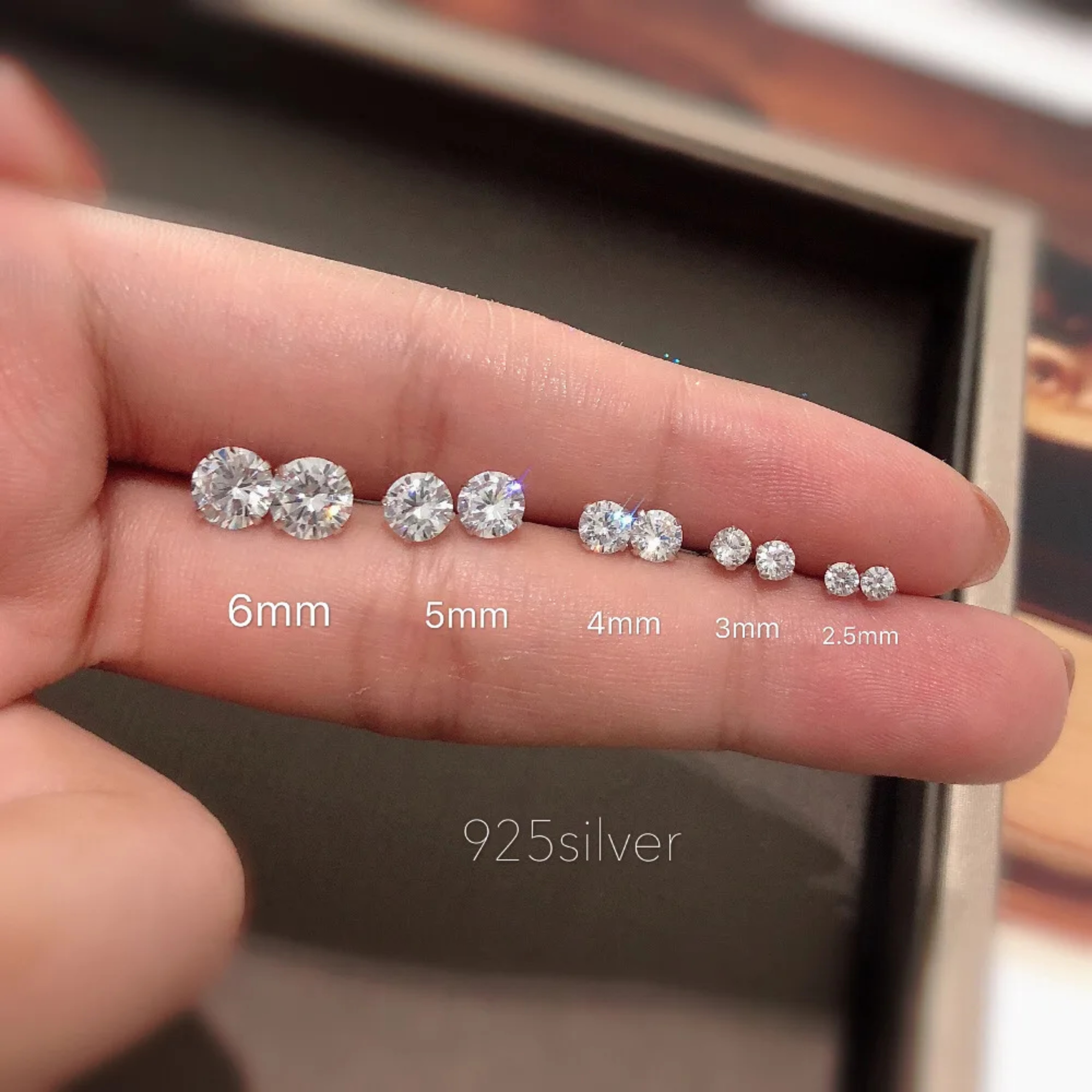 Sterling Silver Jewellery Cute Tiny Clear Crystal Stud Earrings Fashion Gift For Women Girls Teens  0