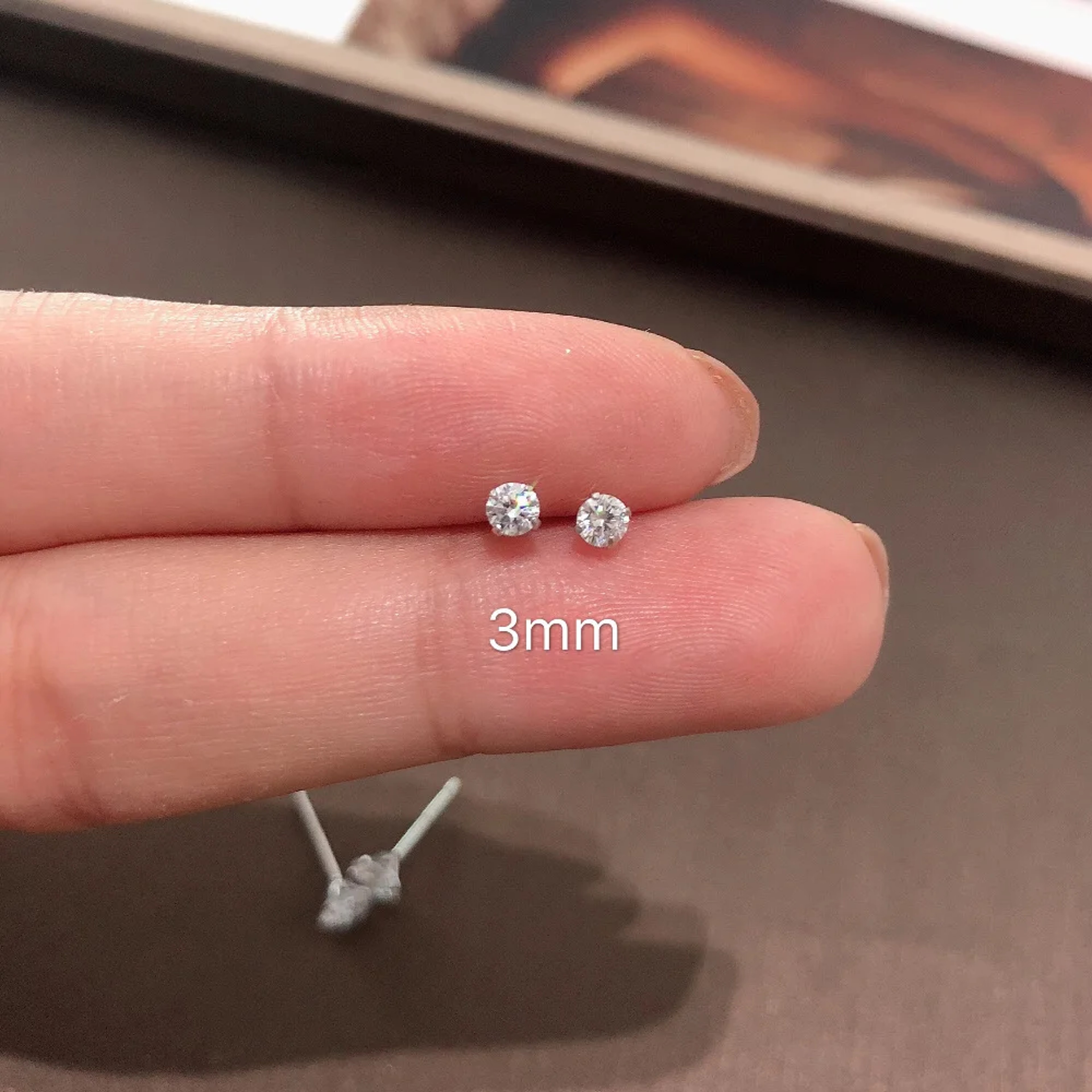 Sterling Silver Jewellery Cute Tiny Clear Crystal Stud Earrings Fashion Gift For Women Girls Teens  2