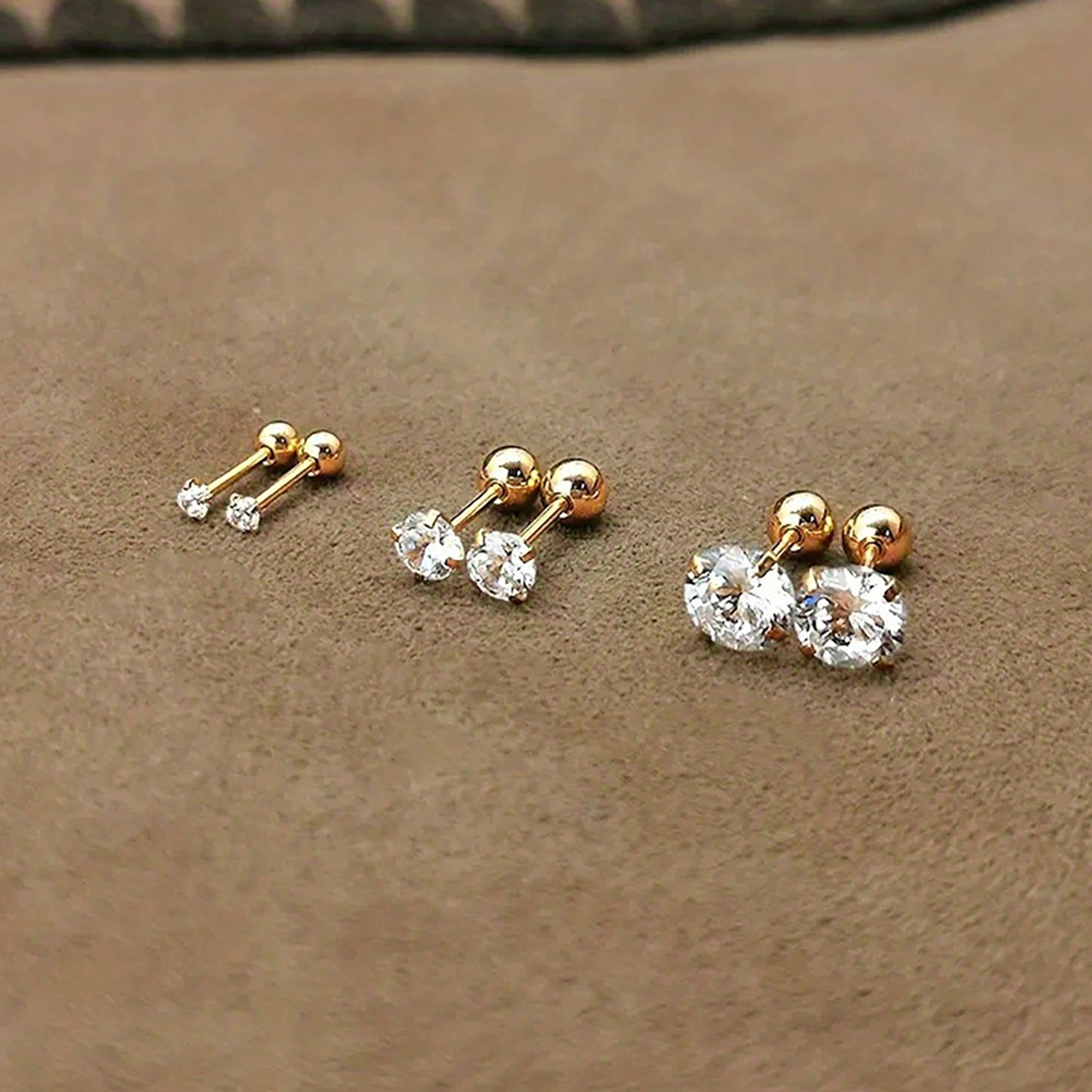 Classic Zircon Stud Earrings For Women Stainless Steel Cartilage Piercing Jewelry Elegant Girls Ear 0