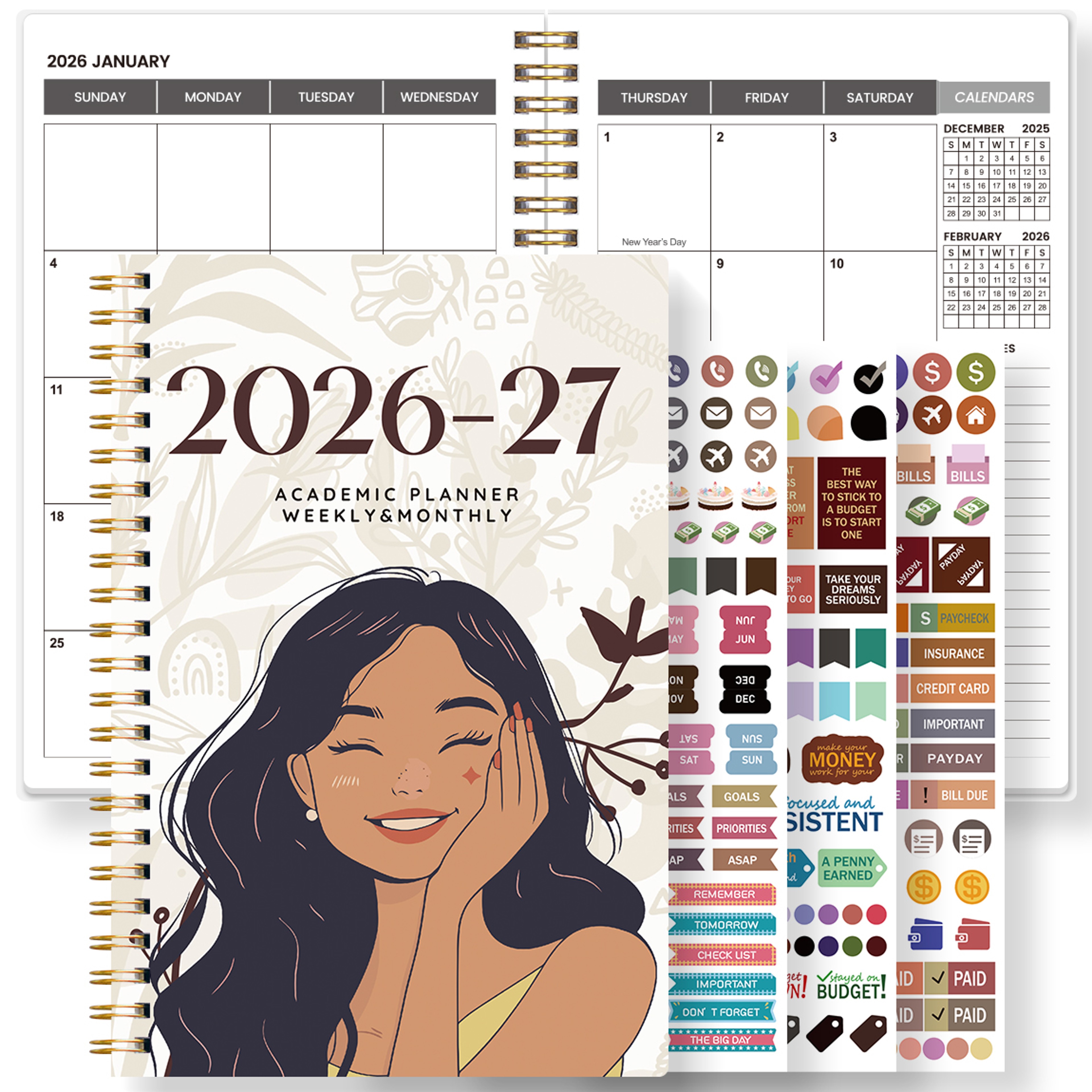 Weekly  Monthly Planner Spiral Organizer With Calendar  Notes School  Office Supplies 4