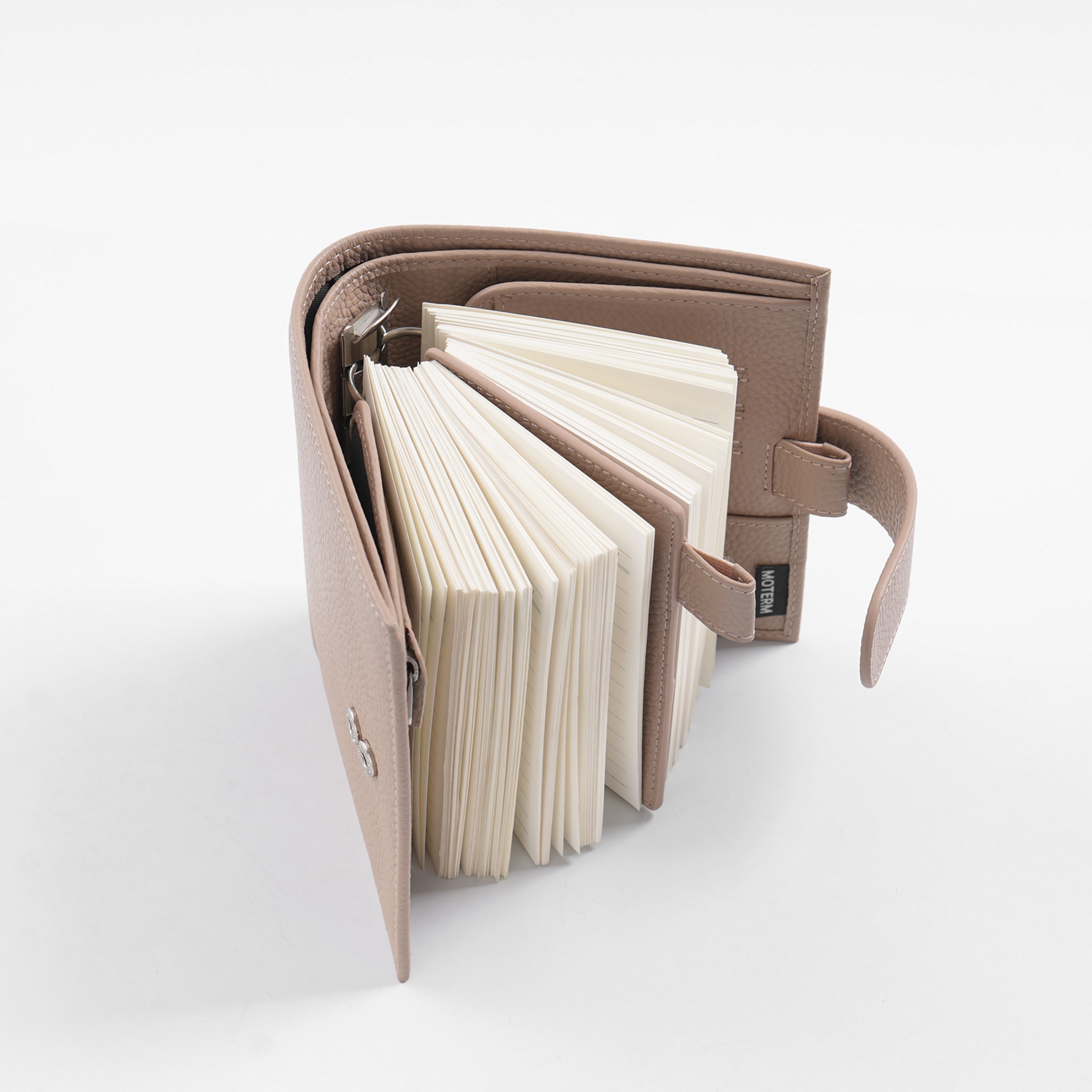 Pocket Size Planner Pebbled Grain Leather Notebook Ring Mini Agenda Organizer Diary Notepad For Dai