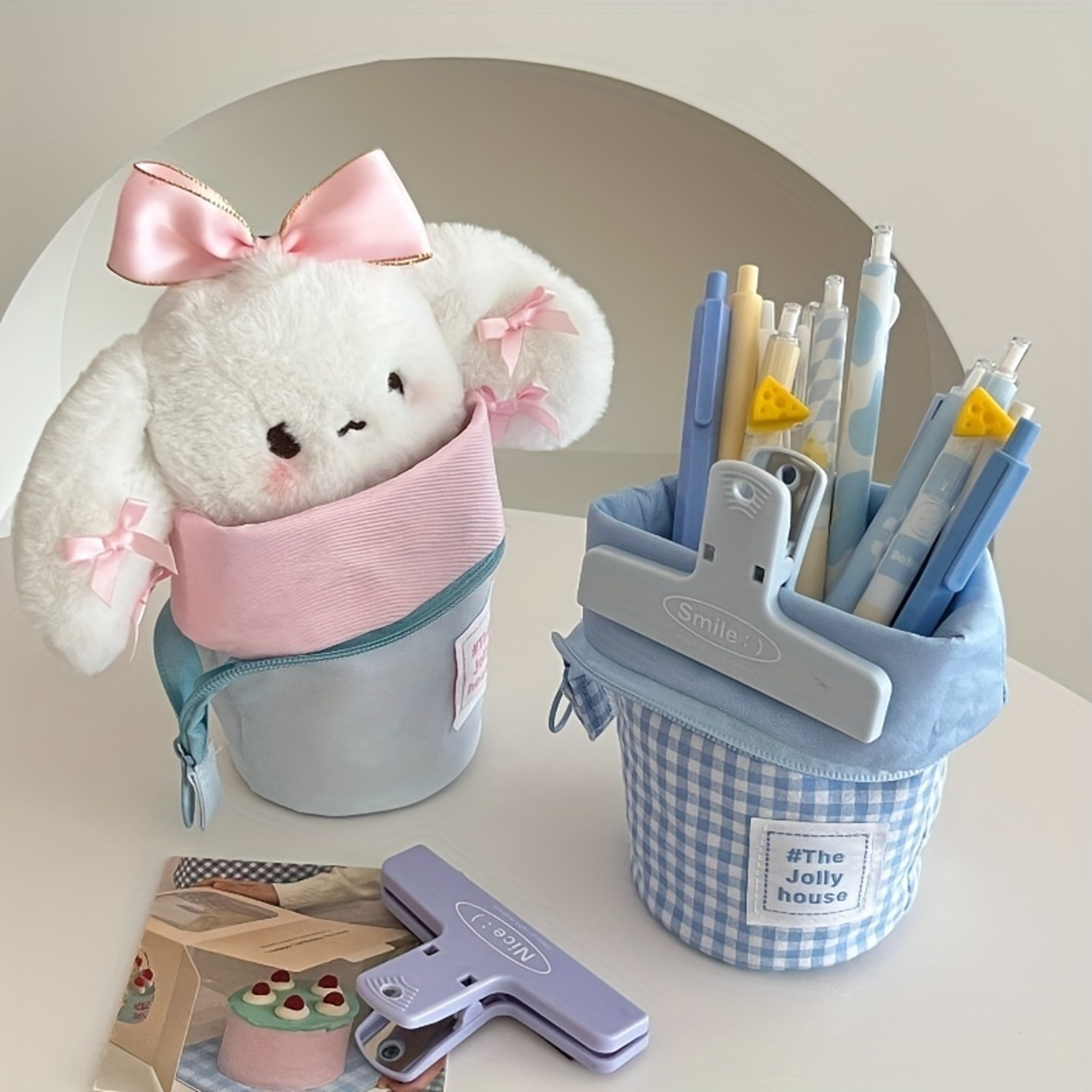 Jolly House Large Capacity Pencil Case Zipper Fabric Desk Organizer Pen Holder For School Office Tr 4
