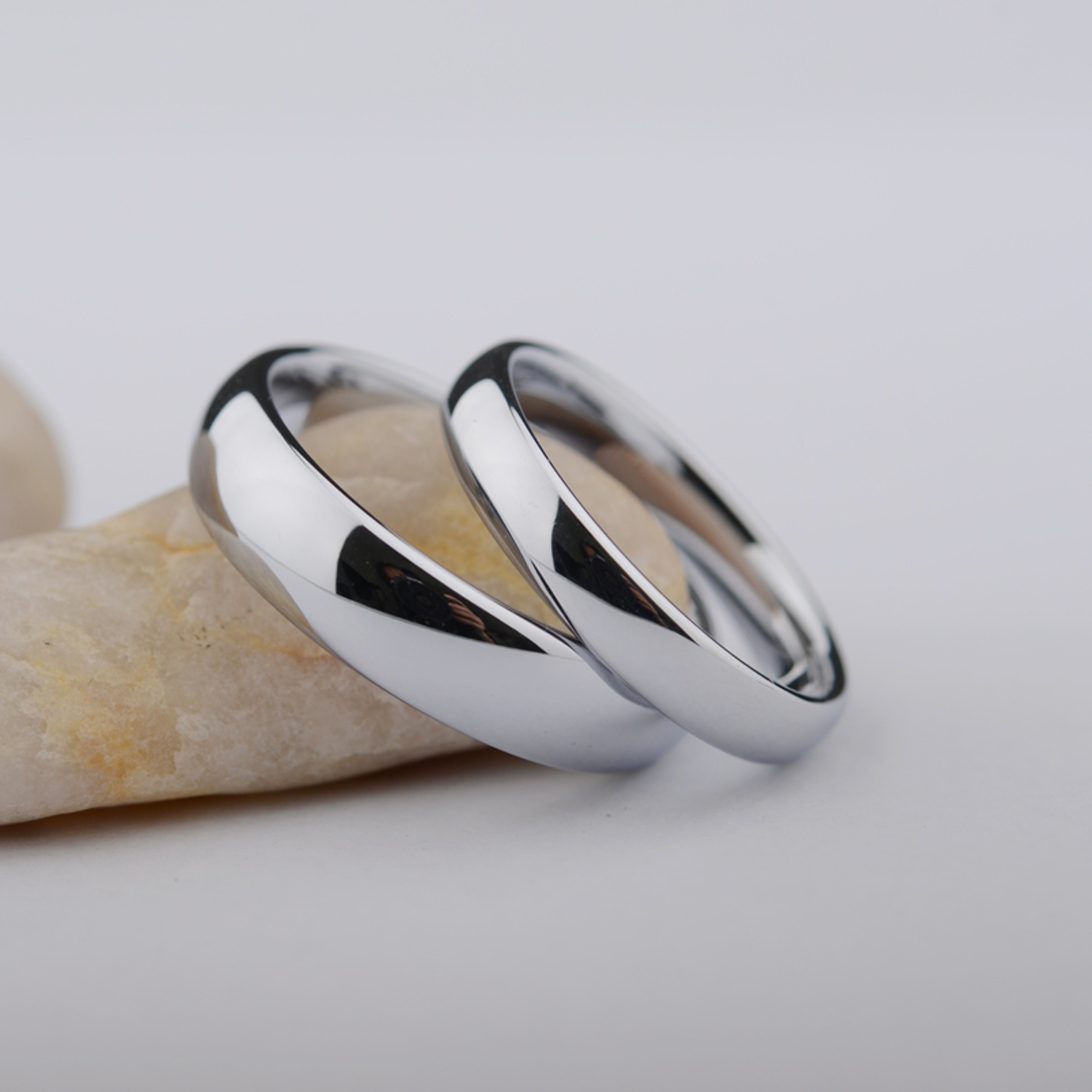 Classic White Tungsten Wedding Rings For Couples Scratch Proof Never Fade Elegant Design 2