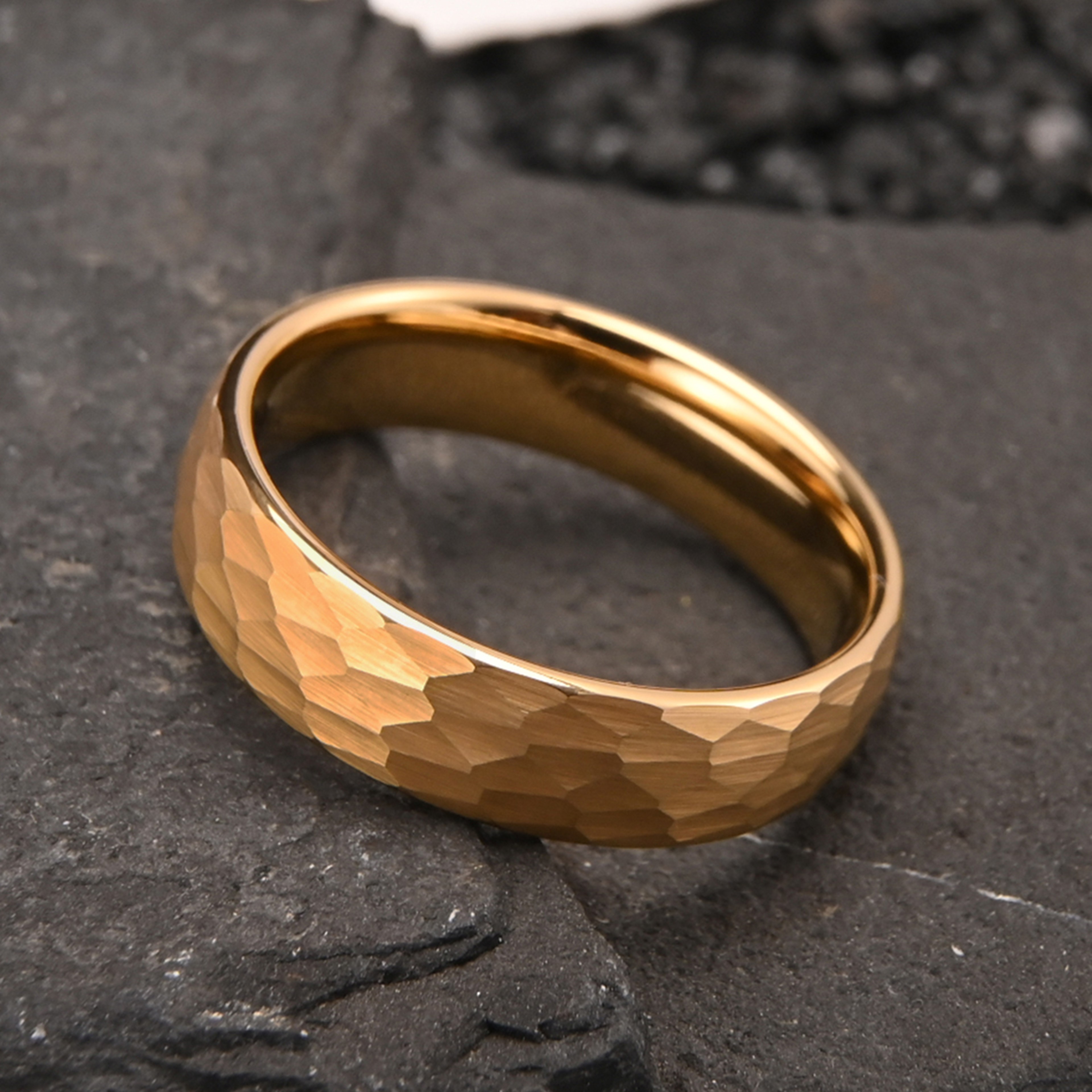 Tungsten Carbide Ring For Men Fashion Wedding Bands Hammered Engagement Rings 3