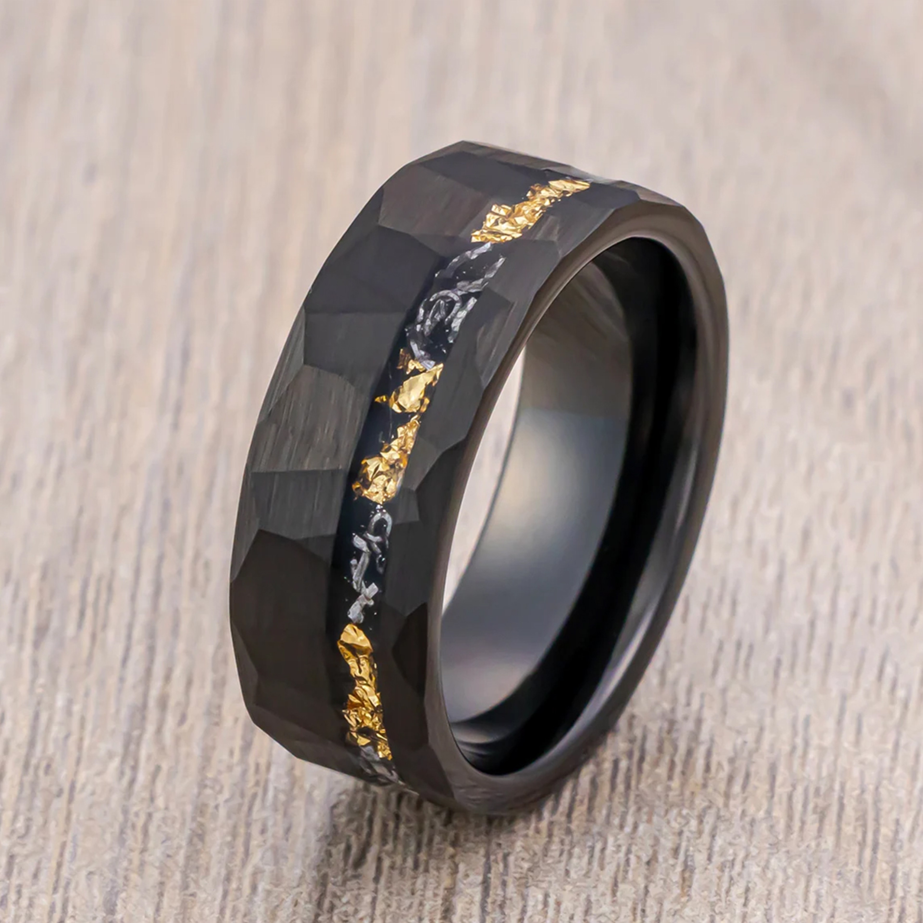 Meteorite Tungsten Ring, Fashion Jewellery for Men, Wedding Bands & Engagement Rings – view 3