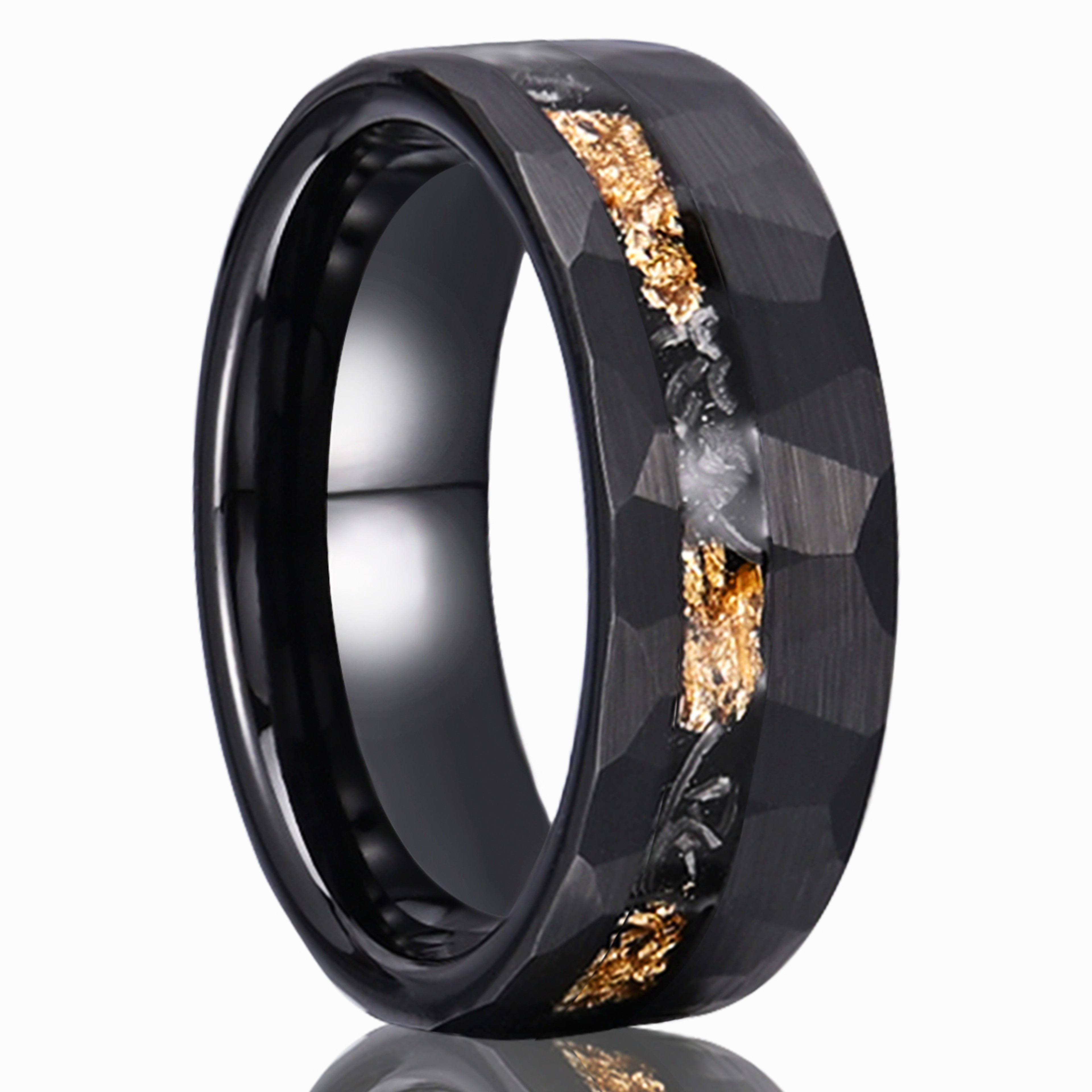 Meteorite Tungsten Ring, Fashion Jewellery for Men, Wedding Bands & Engagement Rings – view 7