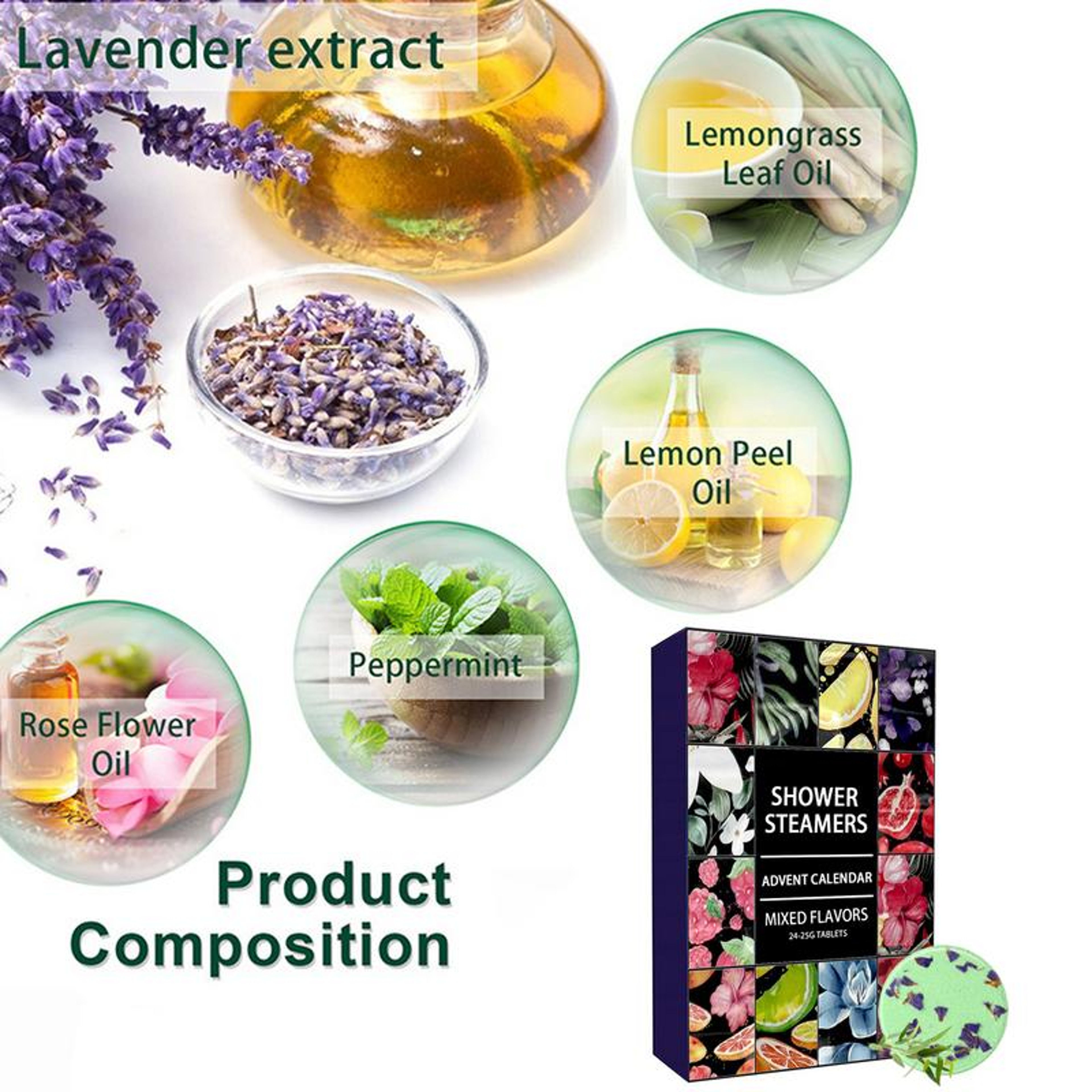 Shower Steamers Advent Calendar Kit Aromatherapy Shower Bombs Self Care And Relaxation Stress Relie 3