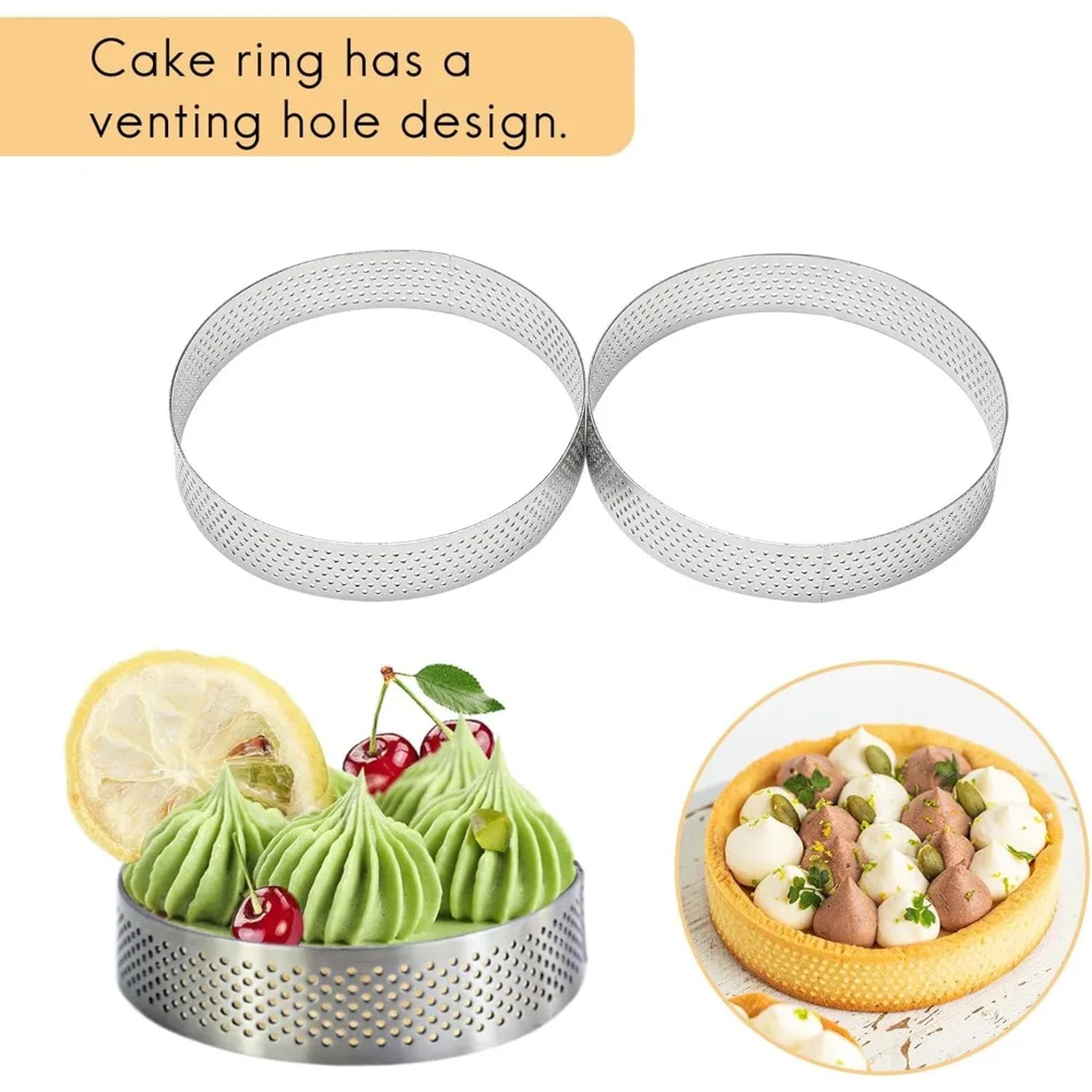 Classic Stainless Steel Mousse Ring Cake Mold, Tart Bottom Tower, Fruit Pie Quiches Baking Tool – view 3