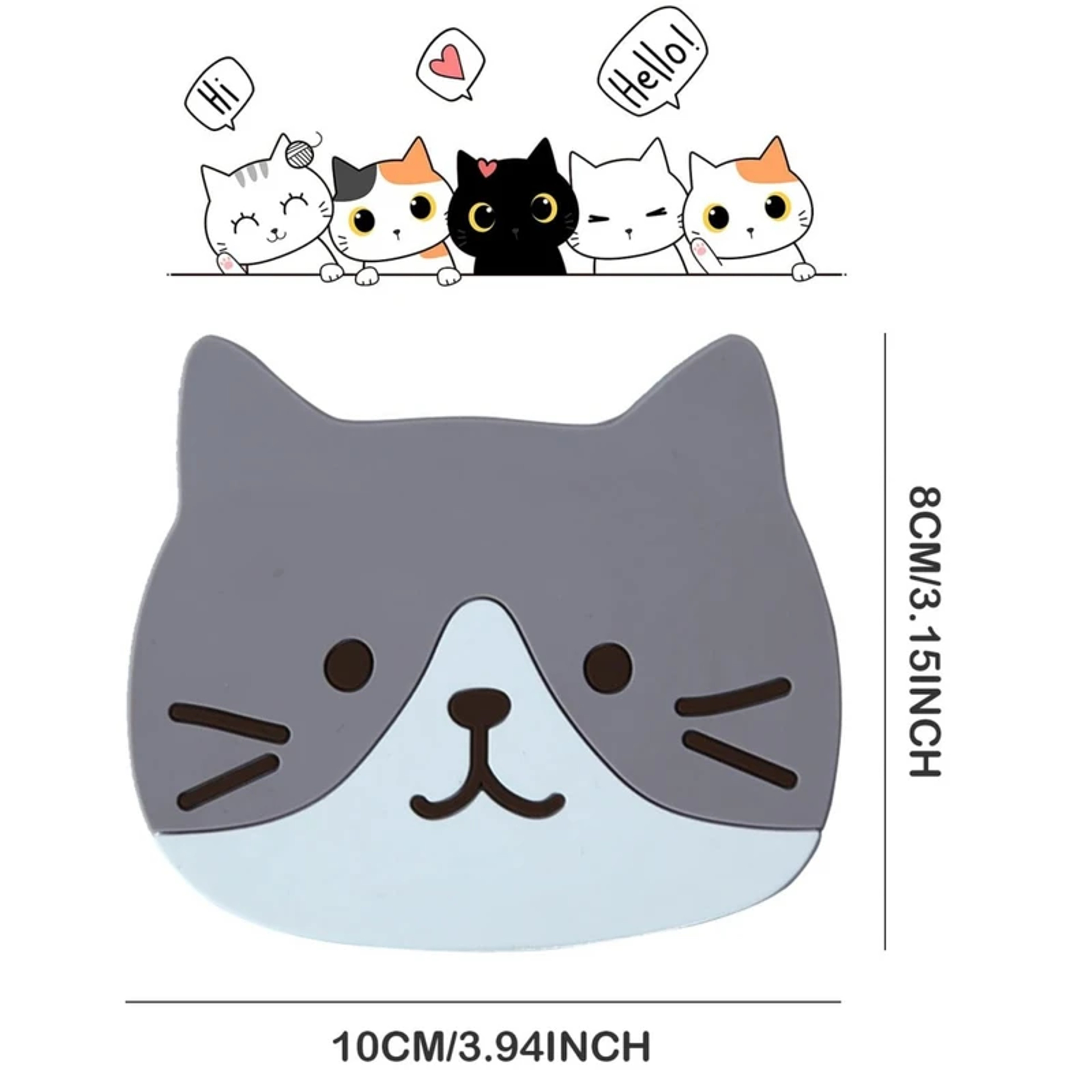 Cartoon Cat Themed Drink Coasters Reusable Silicone Heatproof NonSlip Placemats Fun And Practical F 3