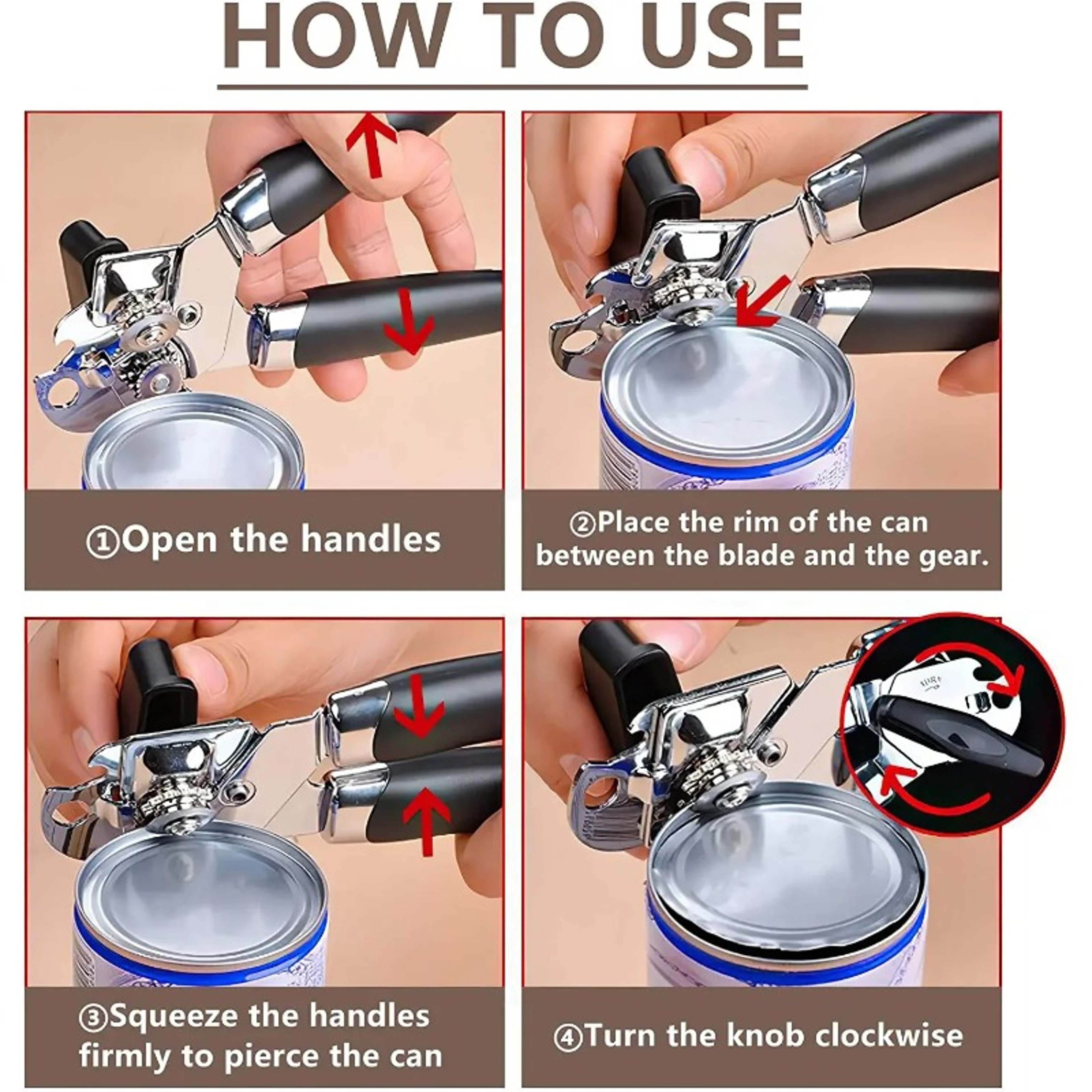 Professional Stainless Steel Tin Can Opener MultiFunctional Side Cut Kitchen Tool Beer Bottle Opene 4