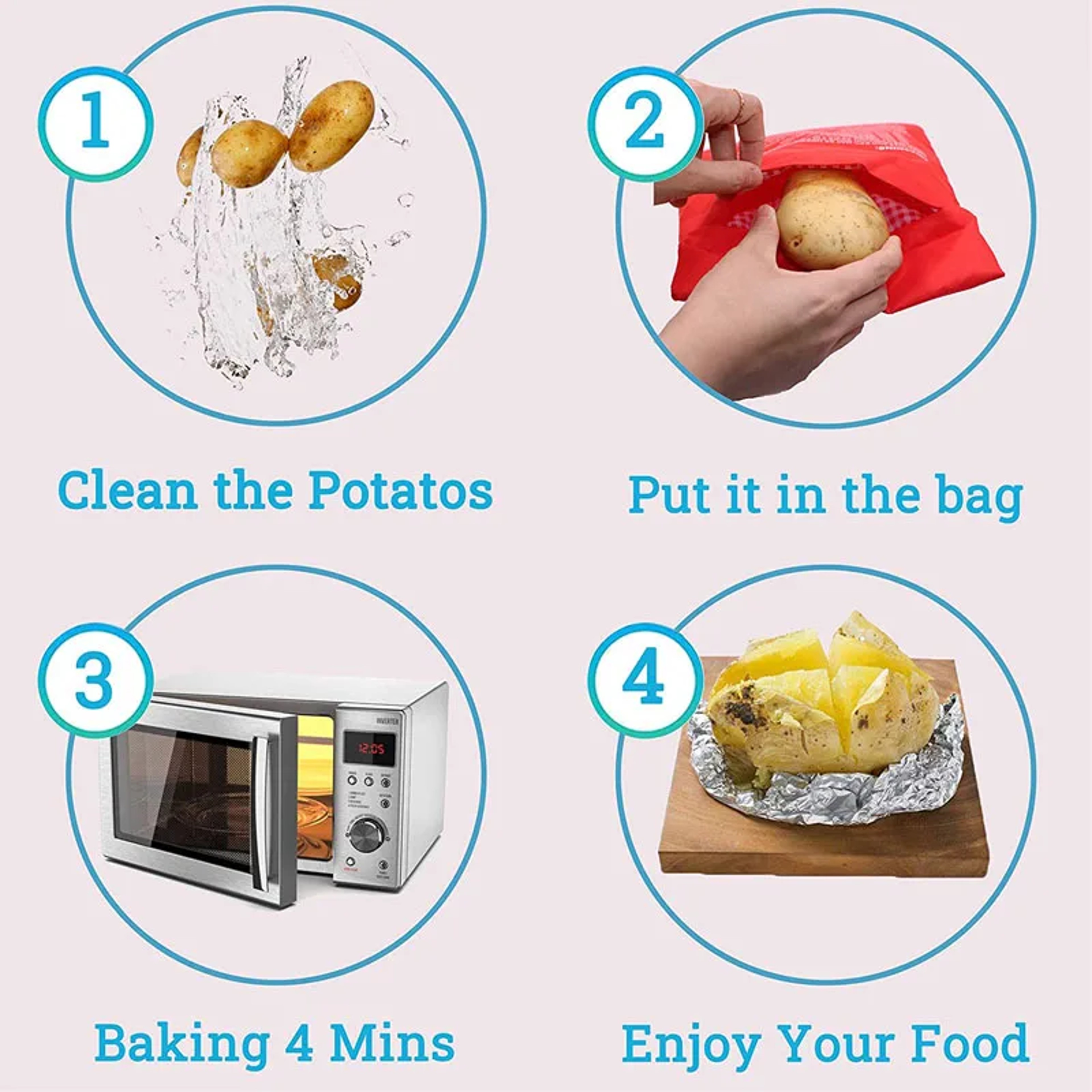 Reusable Microwave Potato Cooker Bag Baked Potato Pouch Perfect Potatoes Express Microwave Cooker 3