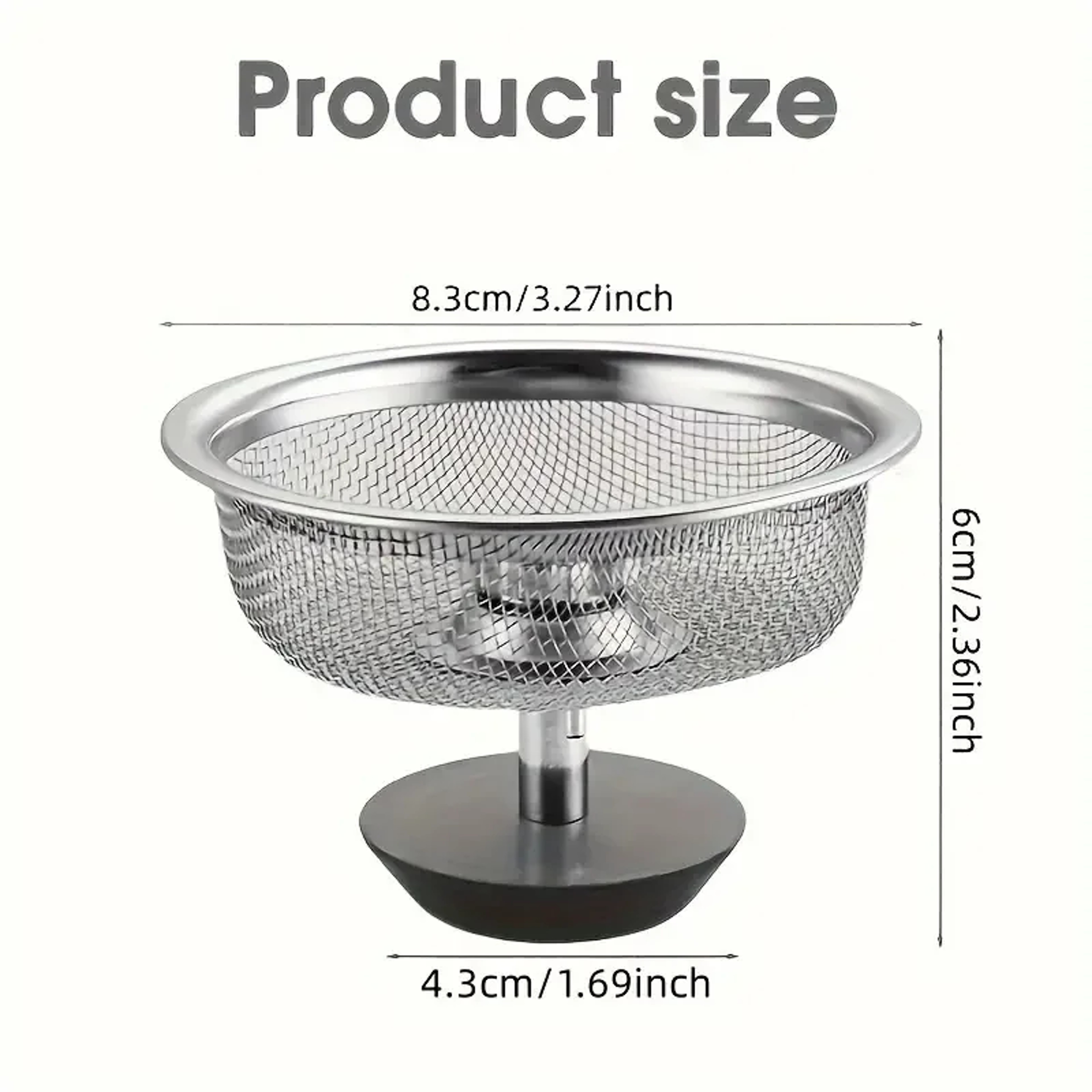 Kitchen Sink Strainer With Handle  Stopper Stainless Steel Mesh Filter Replacement Drain Basket Was 1