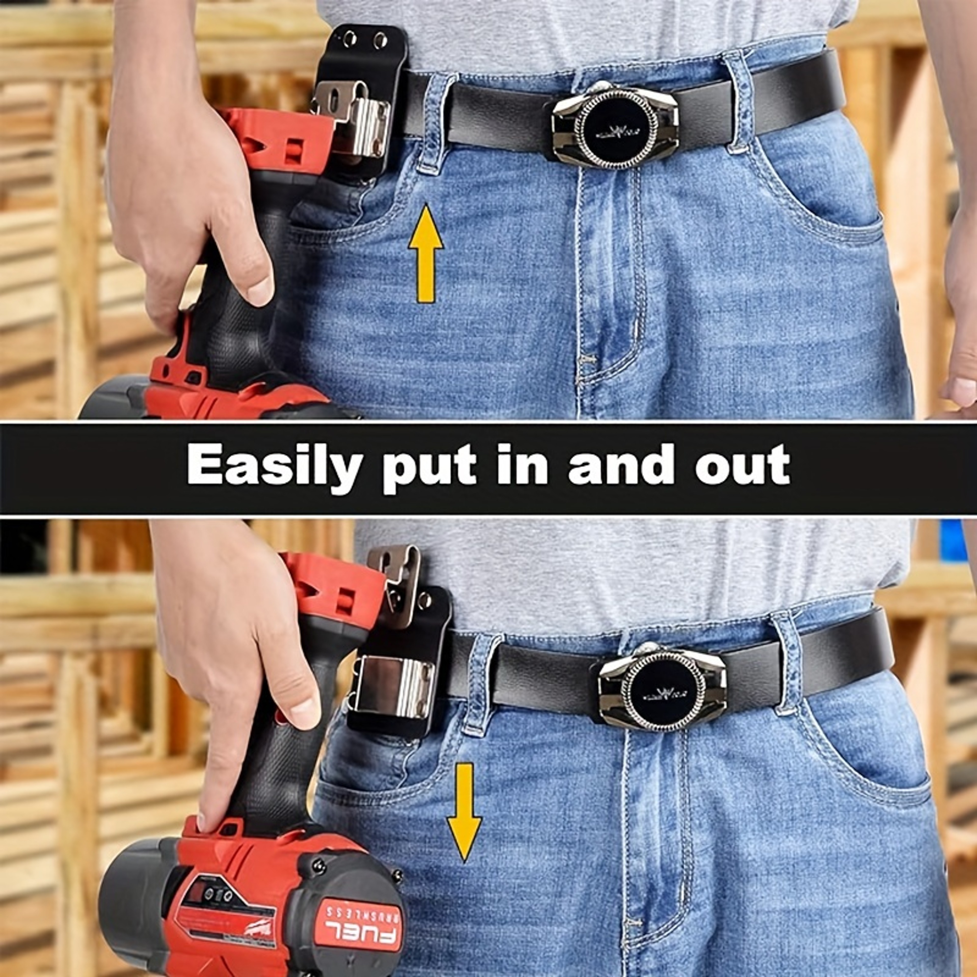 Clip-On Tool Belt, Drill Holder, Portable Hook Holster for Cordless Drill, Impact, Nailer, Tape Measure – view 2