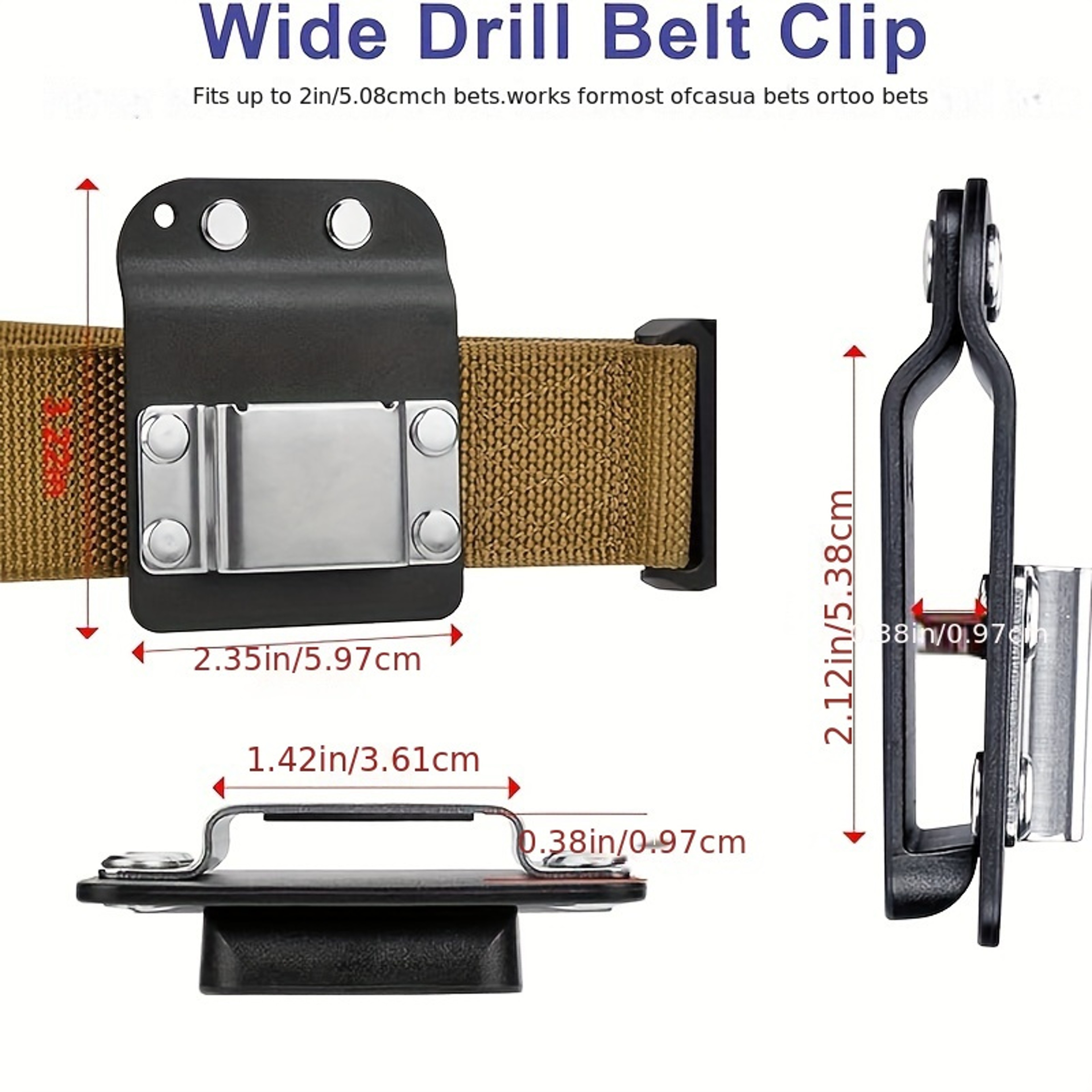 Clip-On Tool Belt, Drill Holder, Portable Hook Holster for Cordless Drill, Impact, Nailer, Tape Measure – view 3