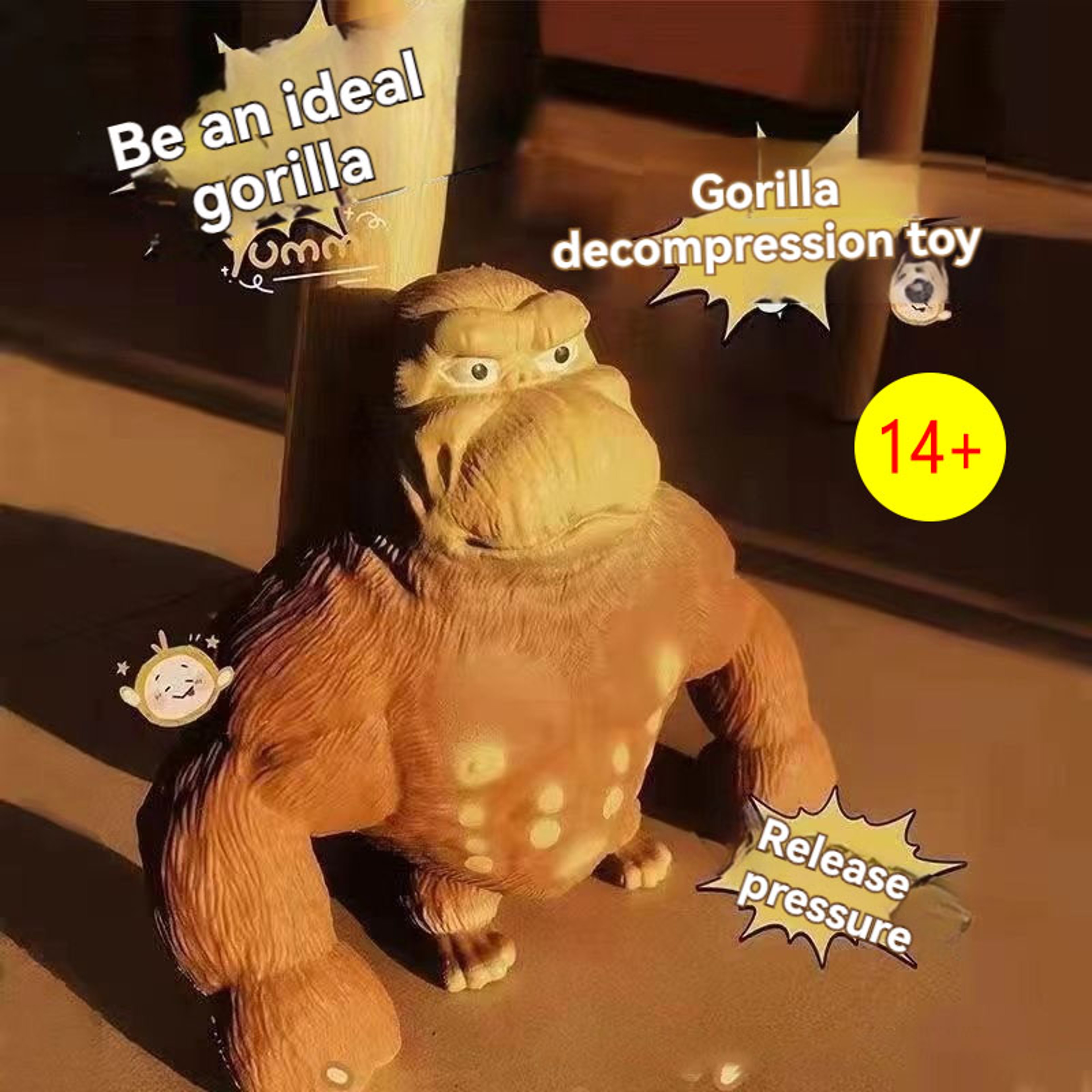Fashion AntiStress Gorilla Funny Gorilla Decompression Toy Creative Soft Gorilla Statue Indestructi