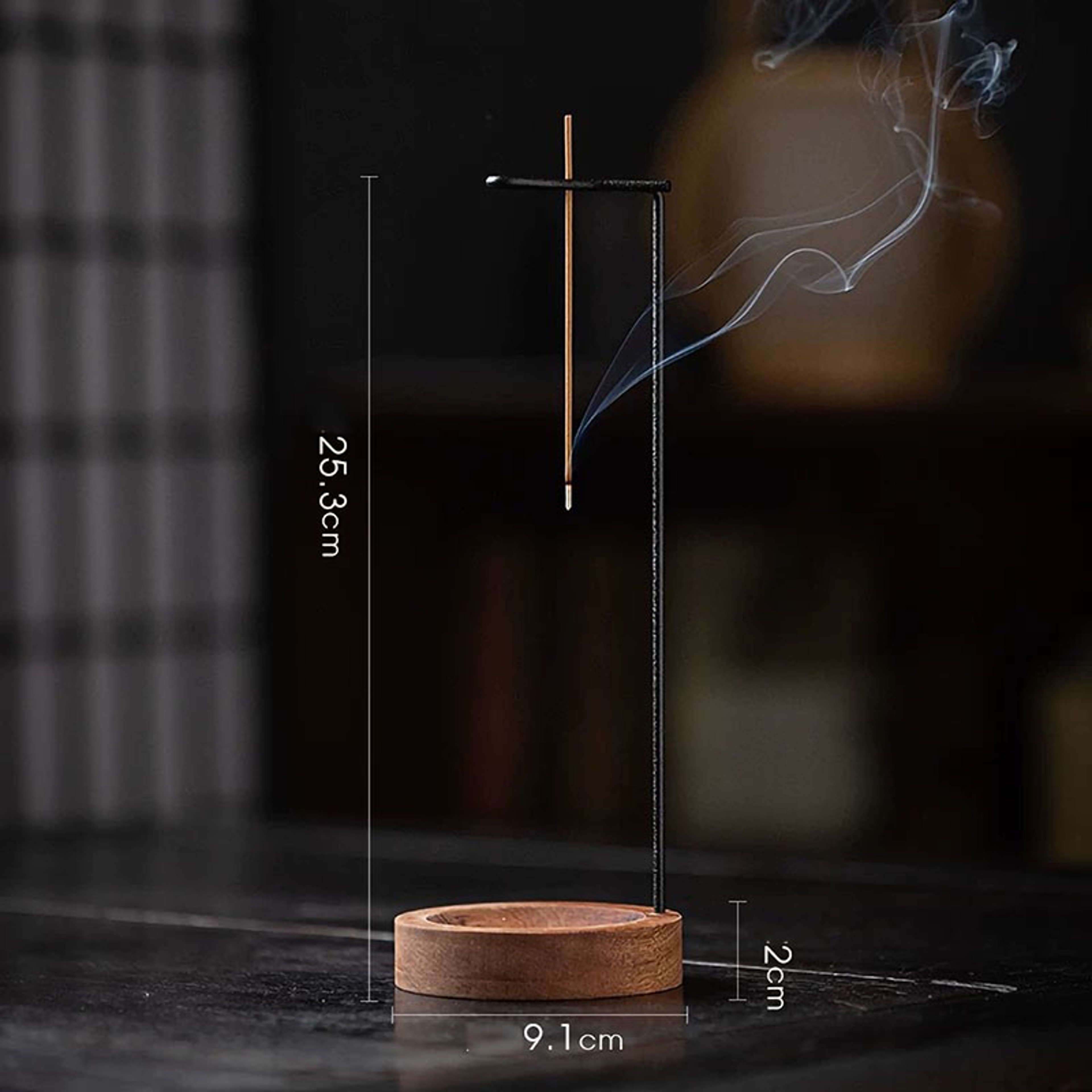 Burner Upside Down Incense Burner, Wooden Round Incense Tray, Home Yoga Decoration, Incense Stick Holder Ornament – view 2
