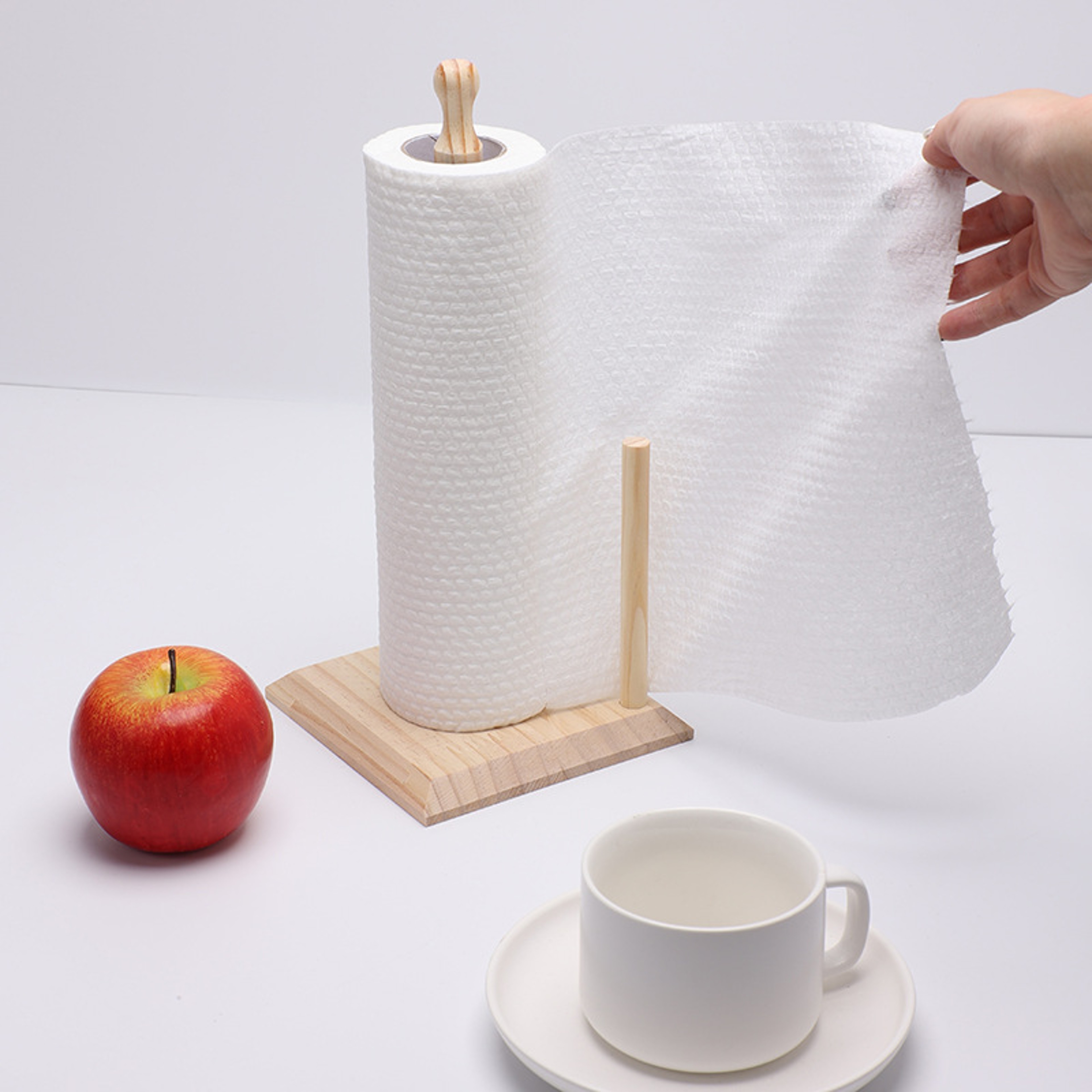 Fashionable Solid Wood Dining Table Tissue Holder Wooden Household Storage Roll Paper Holder Vertic