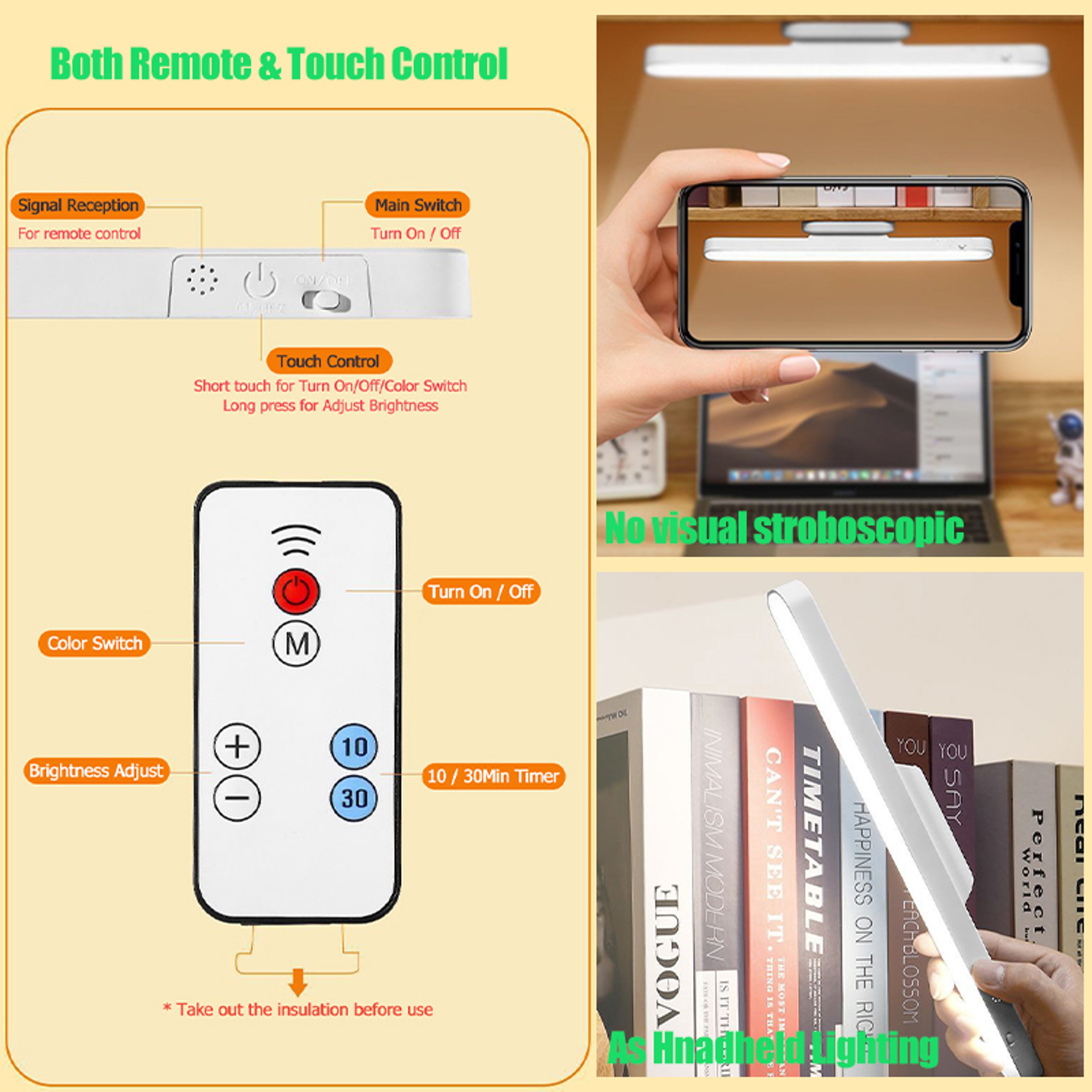Remote LED Desk Lamp Magnetic Hanging Night Light USB Rechargeable Table Lamp Reading Light For Cab 3