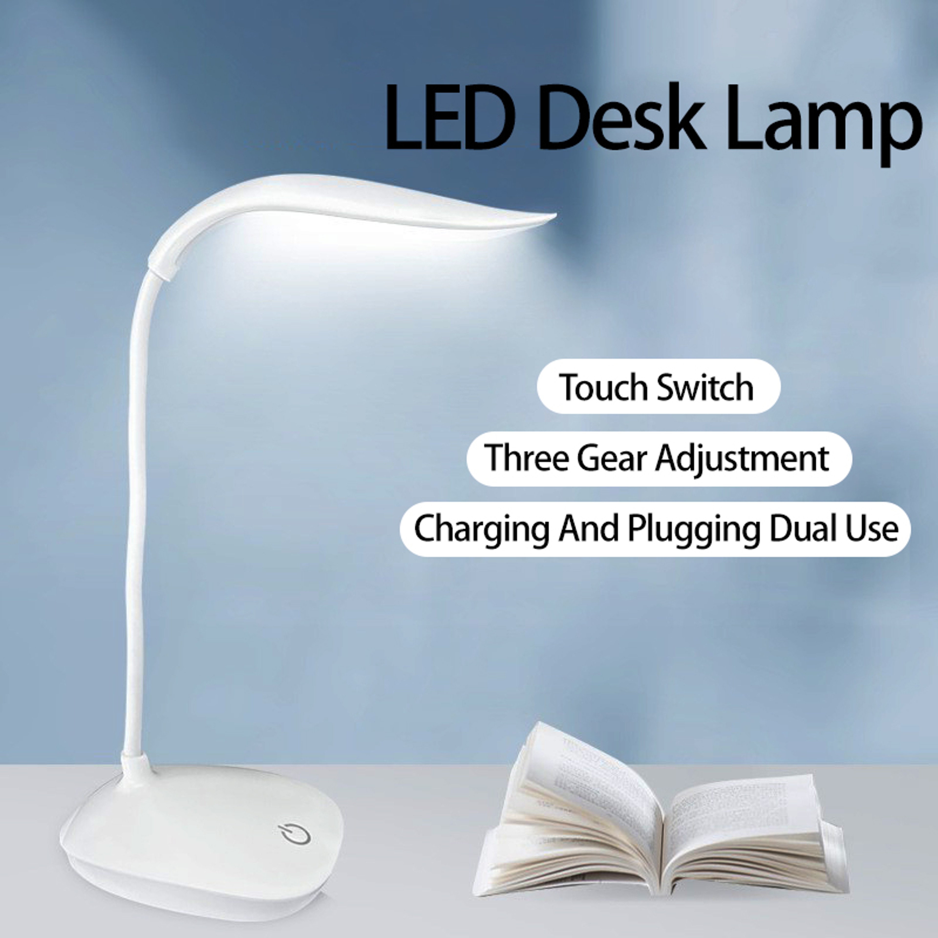 LED Reading Desk Lamp Portable Desk Lamp USB Charging Table Light Touch Dimming Eye Protection Ligh