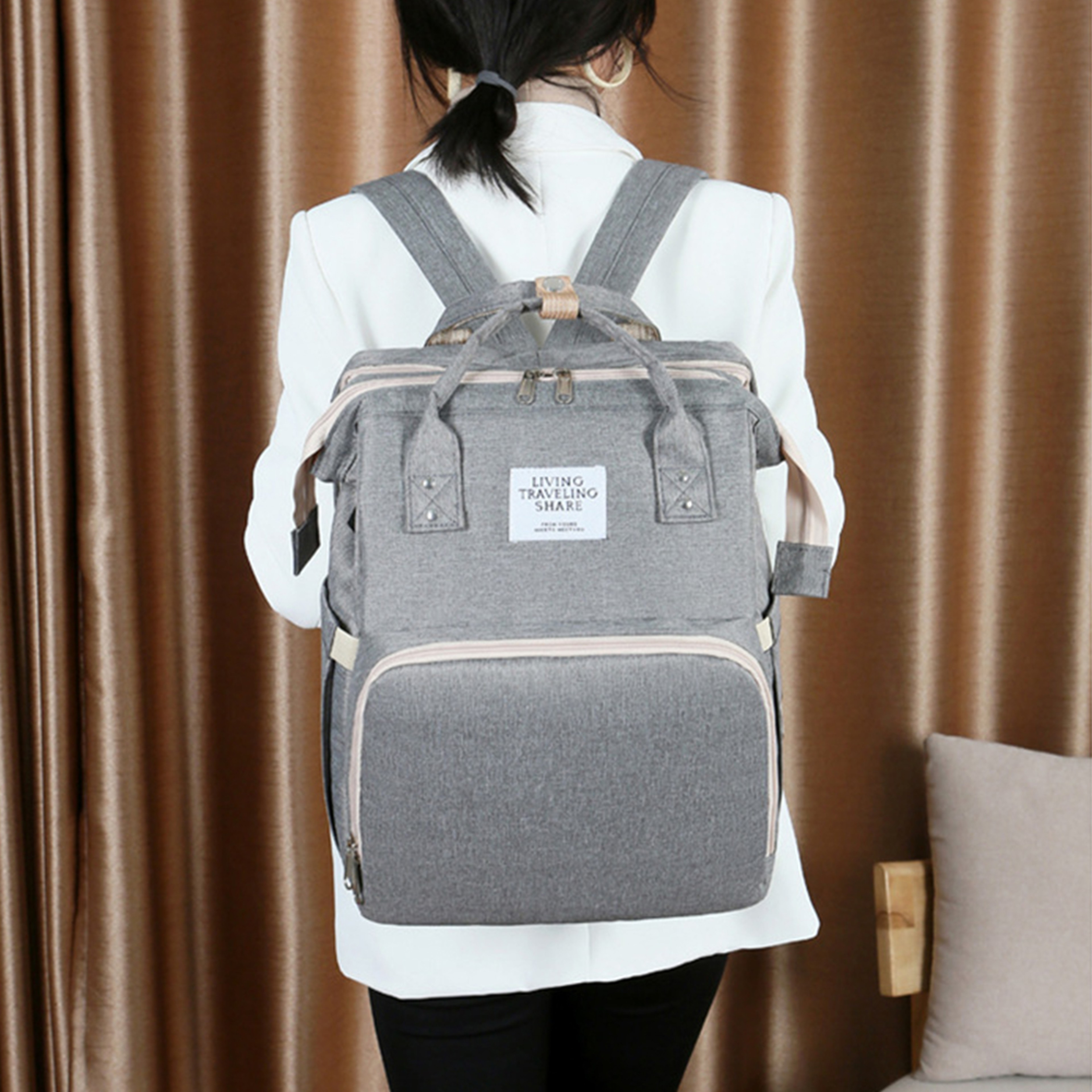 Folding Mommy Bag Lightweight Portable Folding Crib Bed Largecapacity Baby Backpack Female Mommy Ou 0